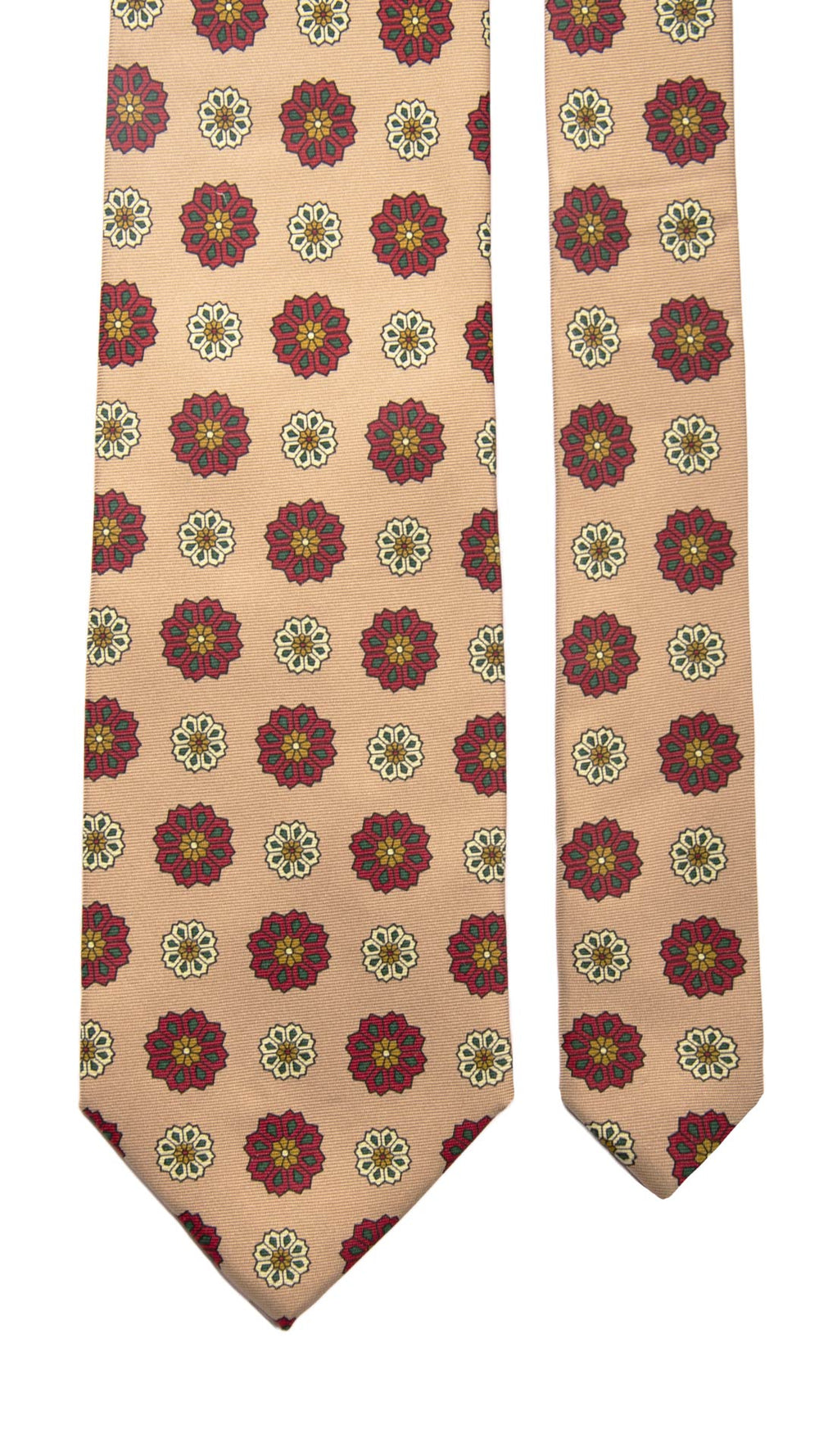 Cravatta In Seta Twill Bordeaux A Fantasia Quadri Verdi