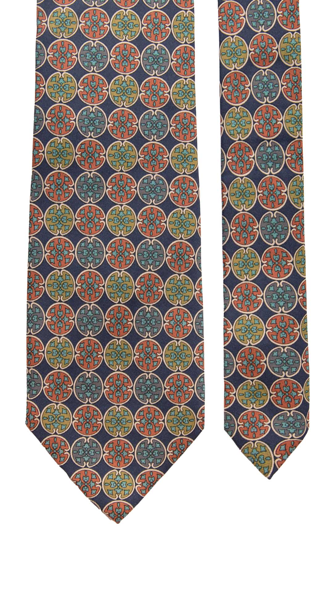 Man Blue Vintage Silk Tie Multicolor Pattern CV1013