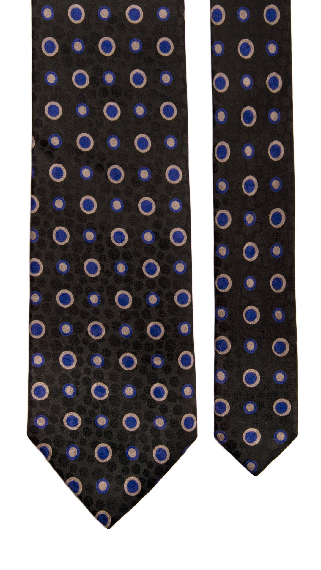 Cravatta Vintage in Twill di Seta Blu Notte Fantasia Bluette Grigia Made in Italy Graffeo Cravatte Pala