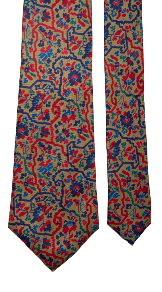 Cravatta Vintage in Twill di Seta Color Corda Fantasia Multicolor Made in Italy Graffeo Cravatte Pala