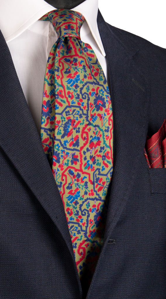 Cravatta Vintage in Twill di Seta Color Corda Fantasia Multicolor Made in italy Graffeo Cravatte