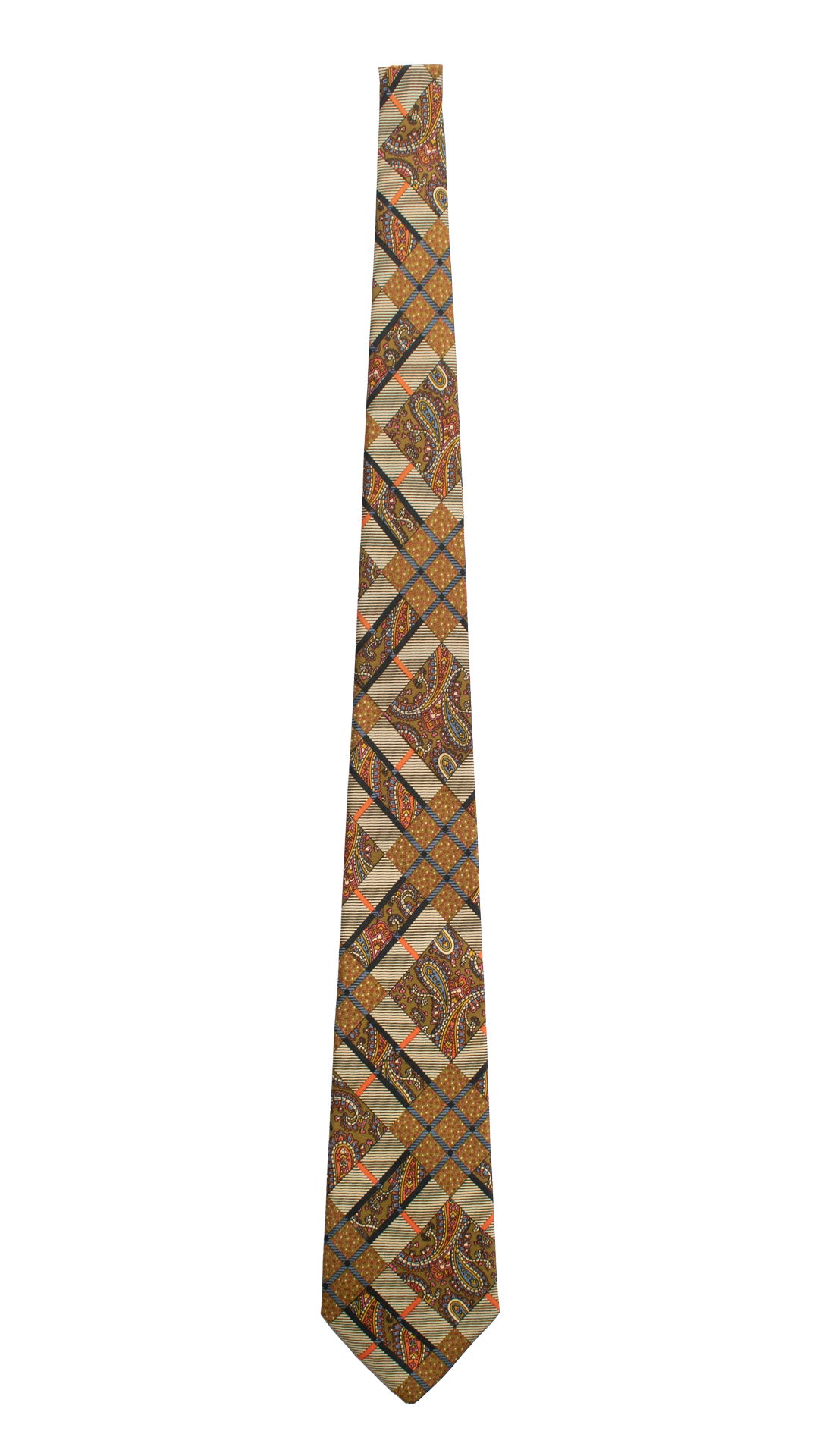 Cravatta Vintage in Twill di Seta Color Corda Fantasia Multicolor CV831 Intera