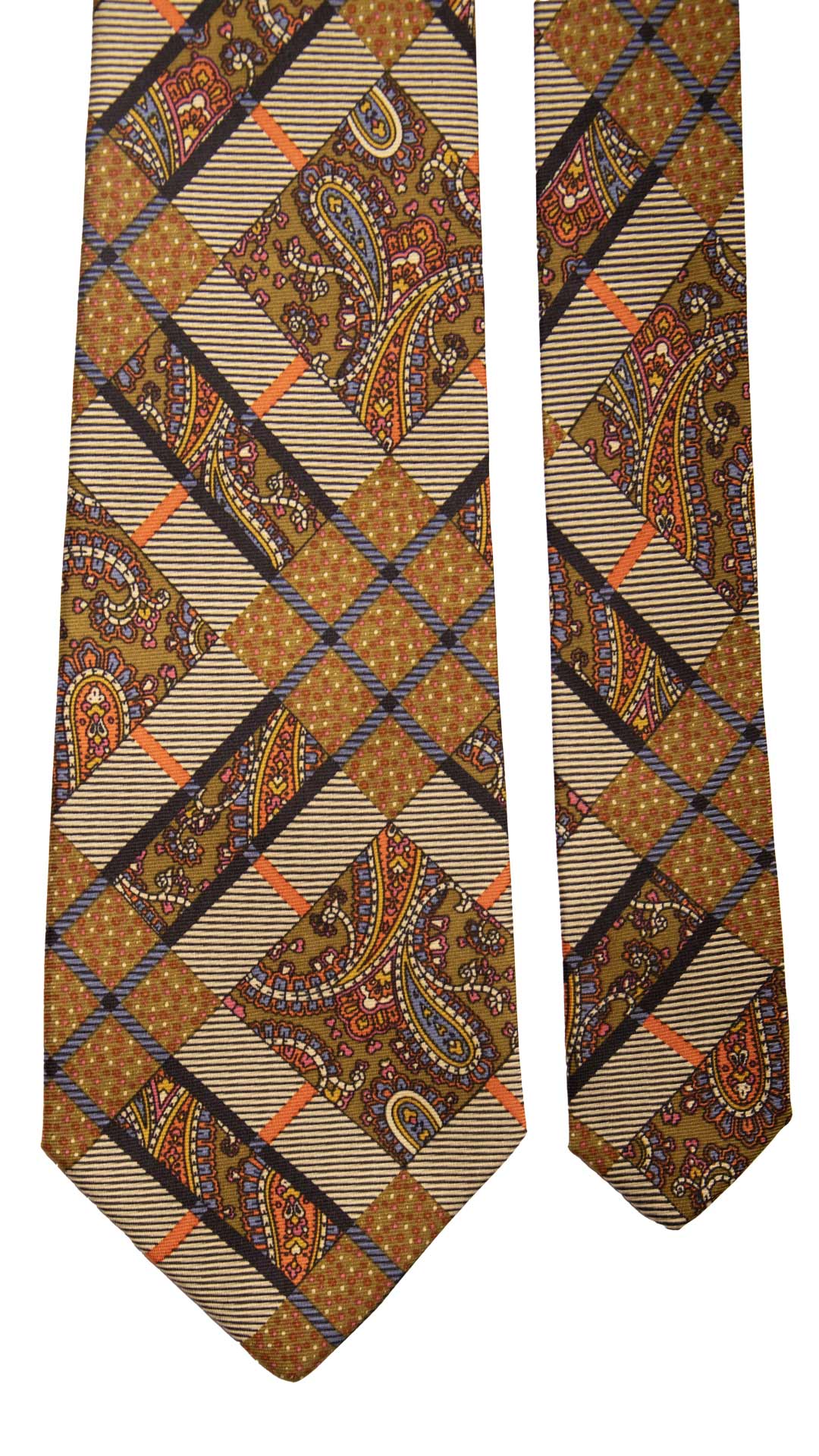 Cravatta Vintage in Twill di Seta Color Corda Fantasia Multicolor CV831 Pala
