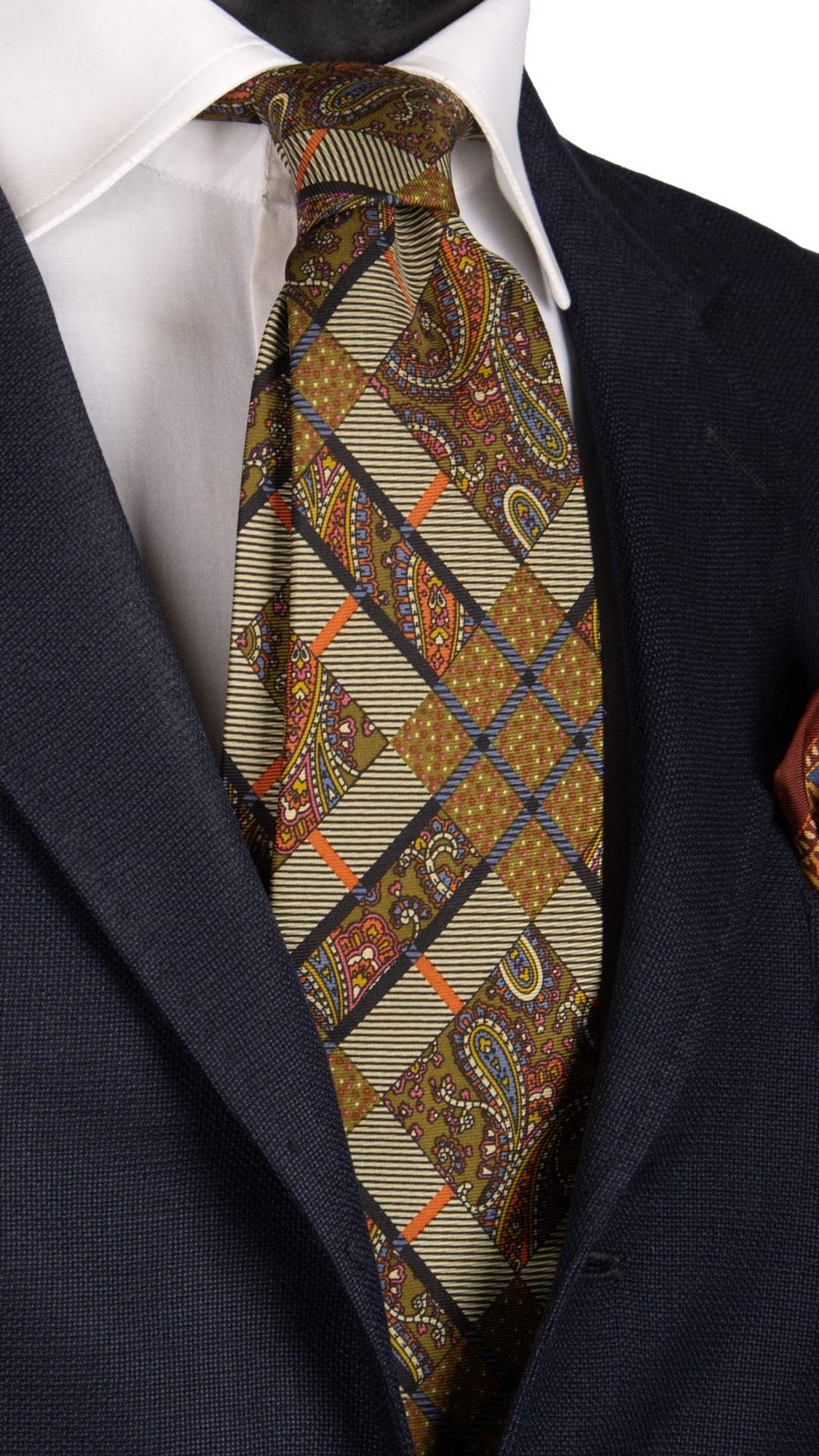 Cravatta Vintage in Twill di Seta Color Corda Fantasia Multicolor CV831 Made in Italy Graffeo Cravatte