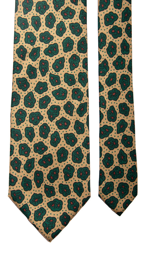 Cravatta Vintage in Twill di Seta Color Corda Fantasia Verde Made in Italy Graffeo Cravatte Pala