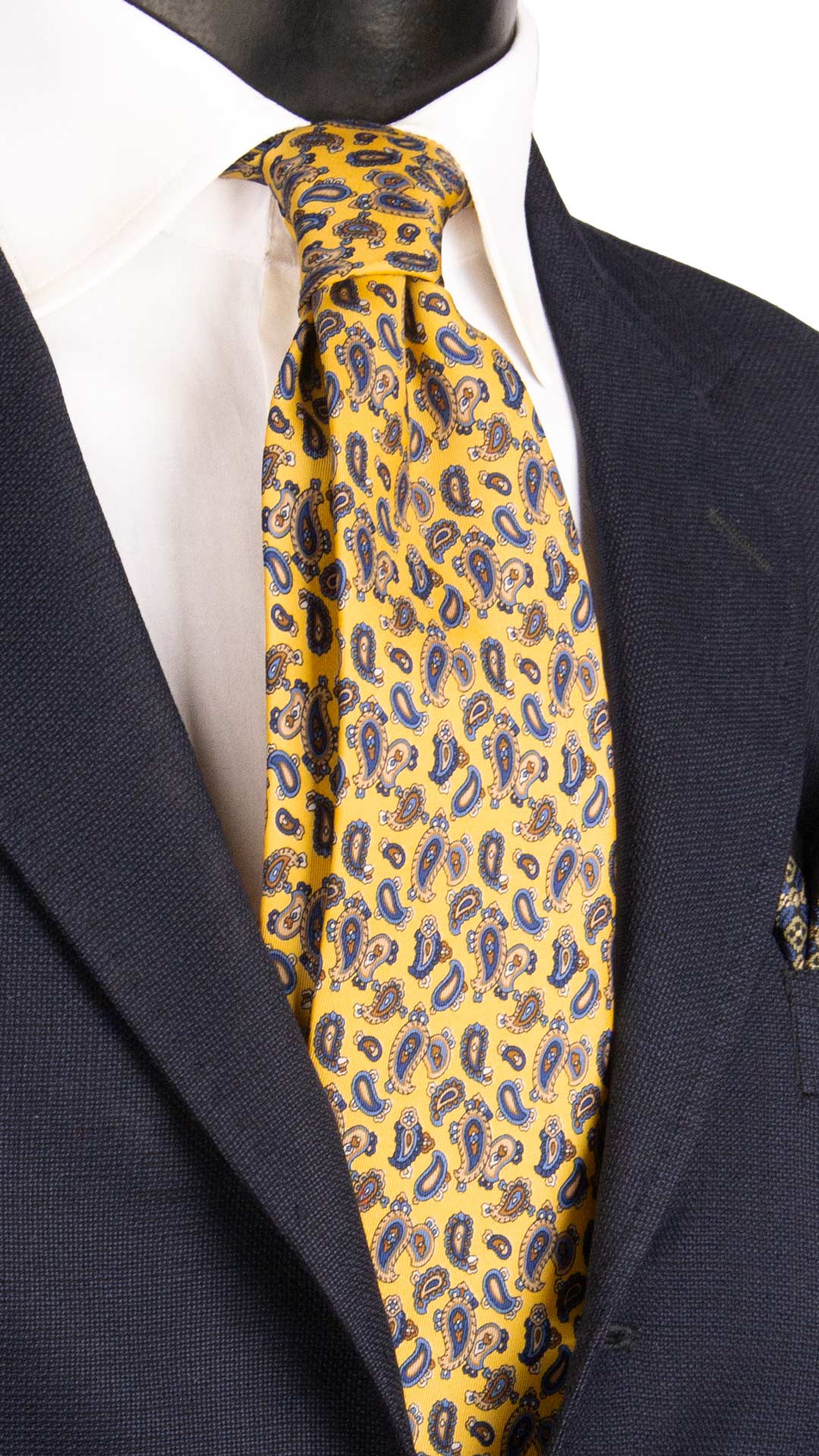 Cravatta Vintage in Twill di Seta Gialla Paisley Multicolor CV1208 Made in Italy Graffeo Cravatte