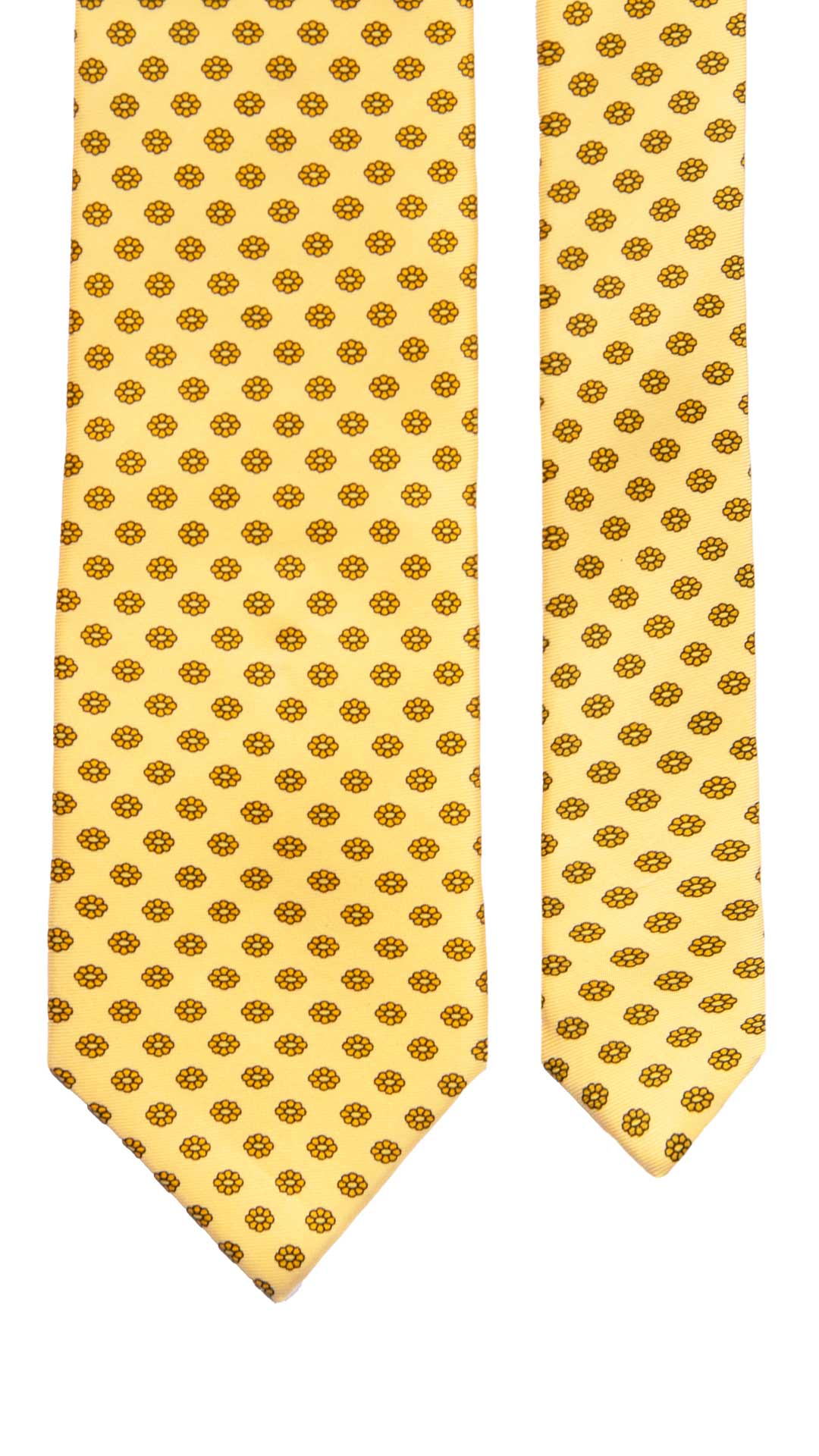 Cravatta Vintage in Twill di Seta Gialla a Fiori Giallo Oro CV1213 Made in Italy Graffeo Cravatte Pala