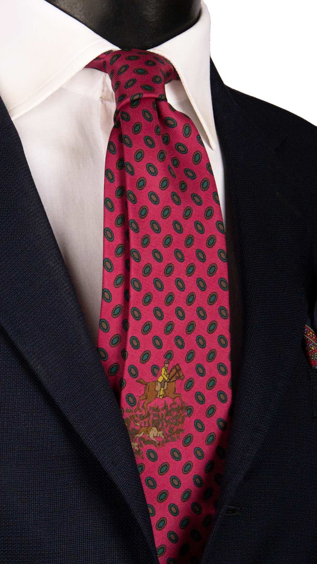 Cravatta Vintage in Twill di Seta Magenta Fantasia Multicolor CV1031 Made in Italy Graffeo Cravatte