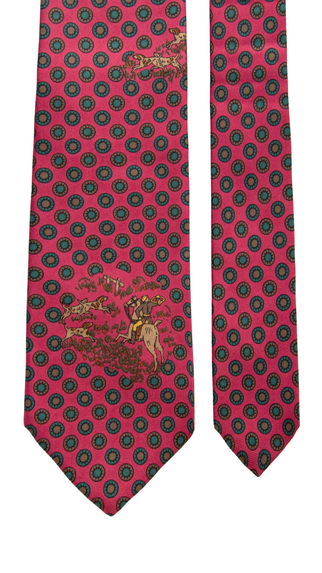 Cravatta Vintage in Twill di Seta Magenta Fantasia Multicolor CV1042 Made in Italy Graffeo Cravatte Pala