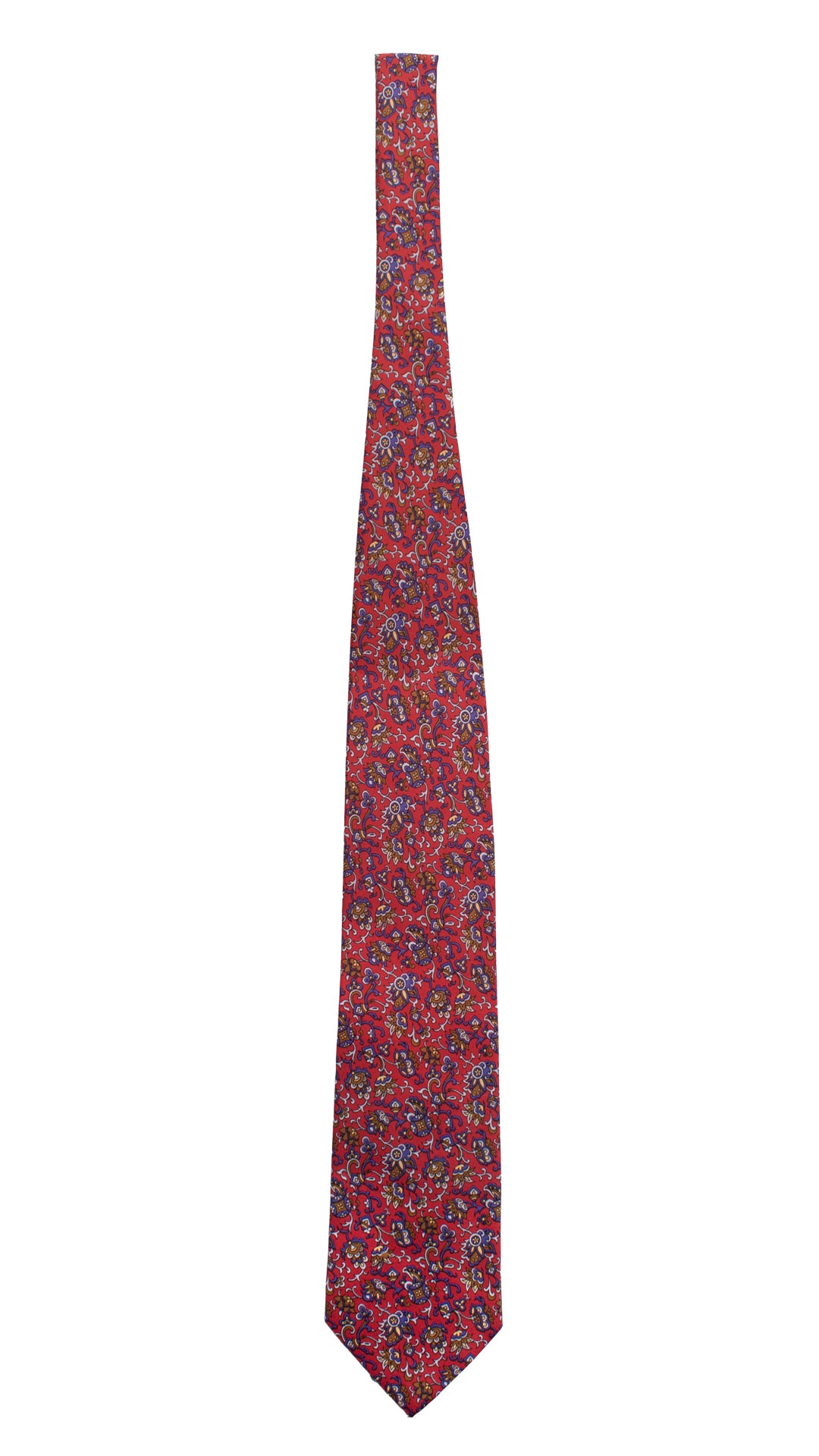 Cravatta Vintage in Twill di Seta Magenta Fantasia Multicolor CV837 Intera