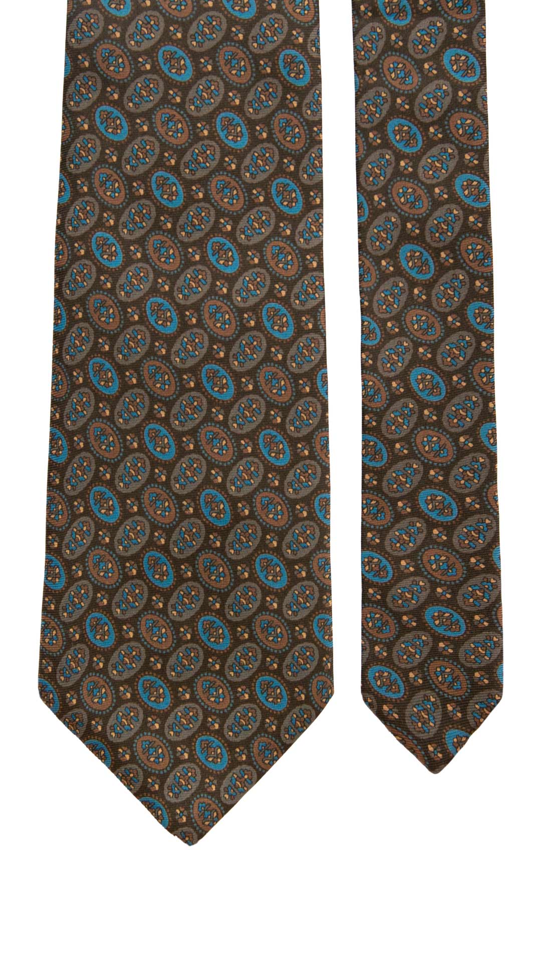 Cravatta Vintage in Twill di Seta Marrone Fantasia Multicolor CV1002 Made in Italy Graffeo Cravatte Pala