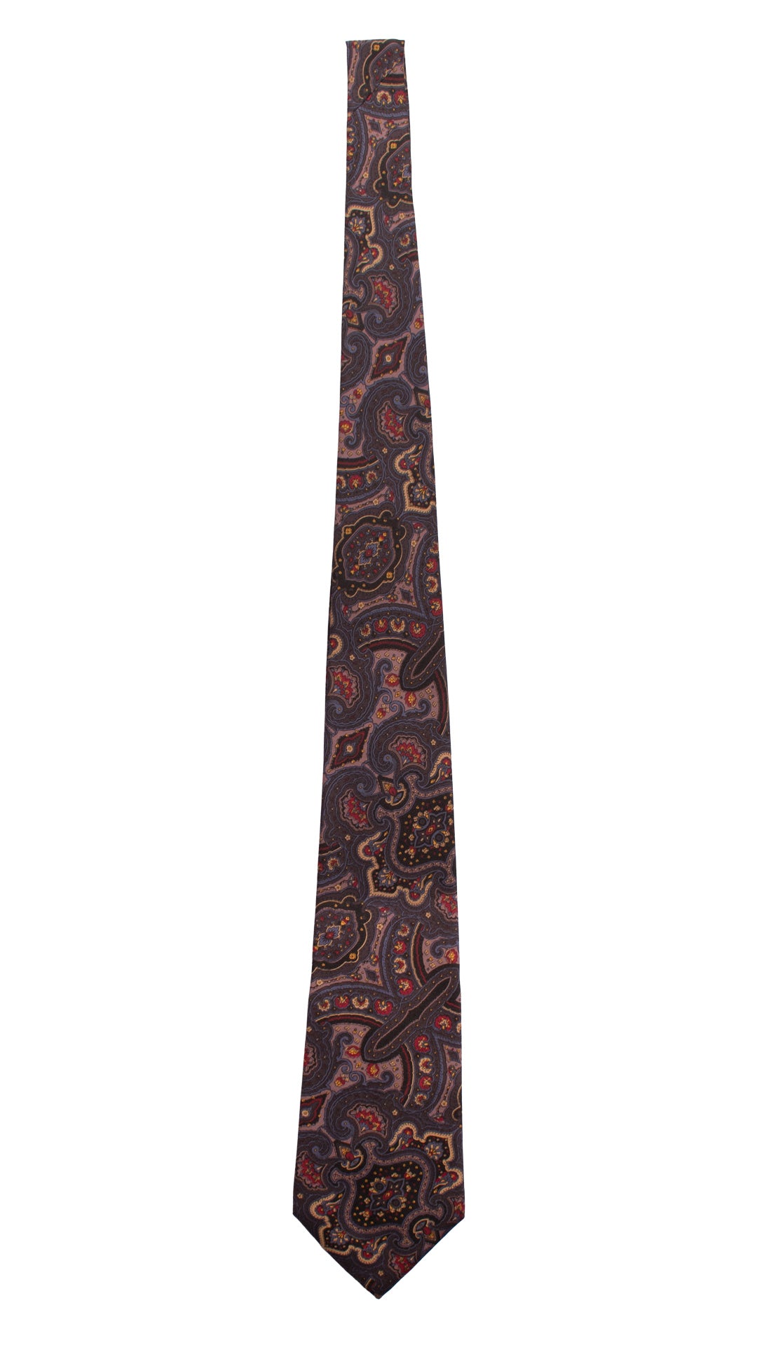 Cravatta Vintage in Twill di Seta Marrone Fantasia Multicolor CV816 Intera