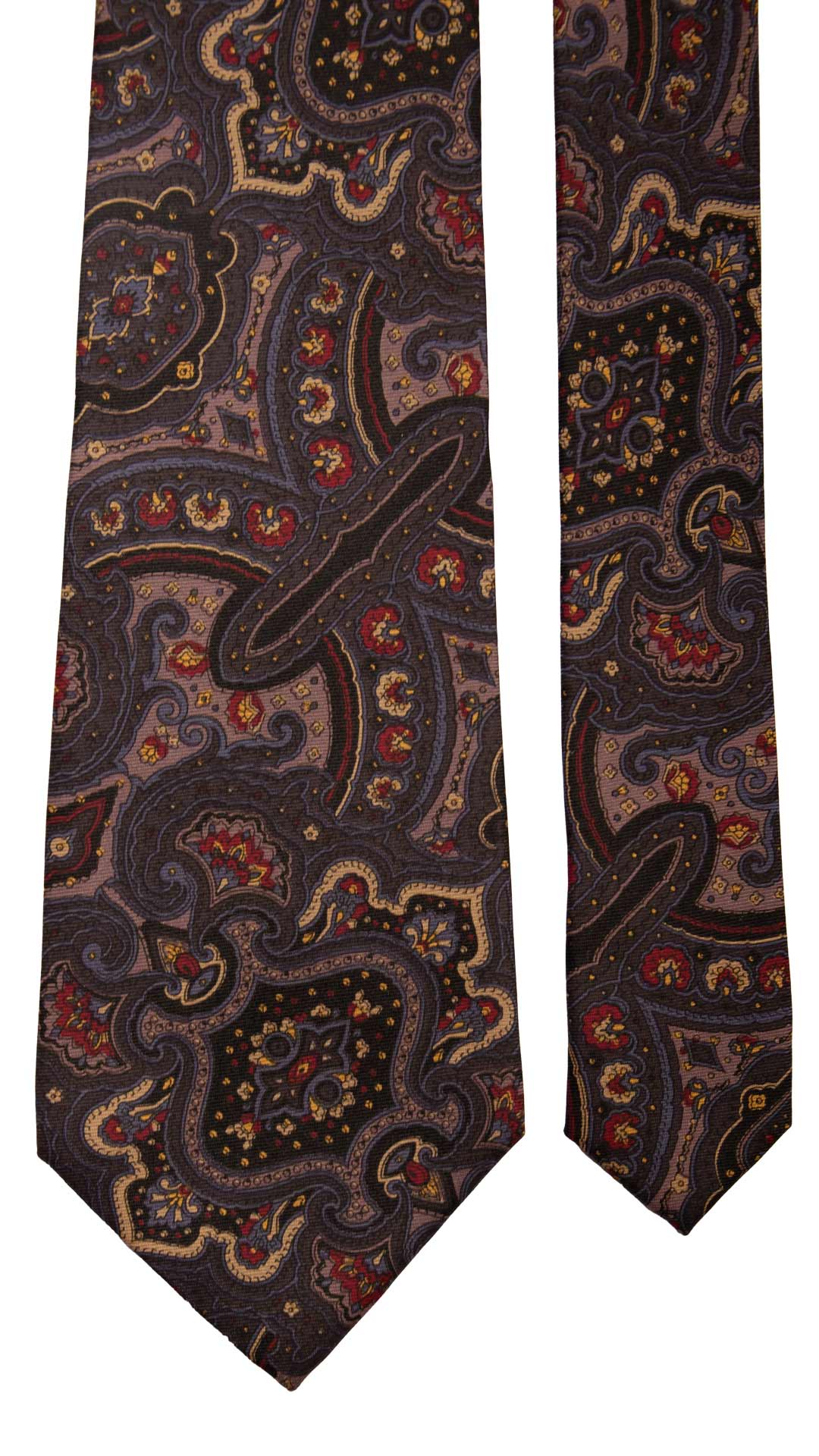 Cravatta Vintage in Twill di Seta Marrone Fantasia Multicolor CV816 Pala