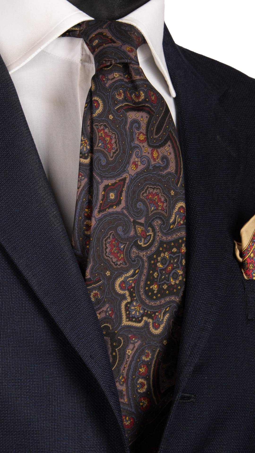 Cravatta Vintage in Twill di Seta Marrone Fantasia Multicolor CV816 Made in Italy Graffeo Cravatte