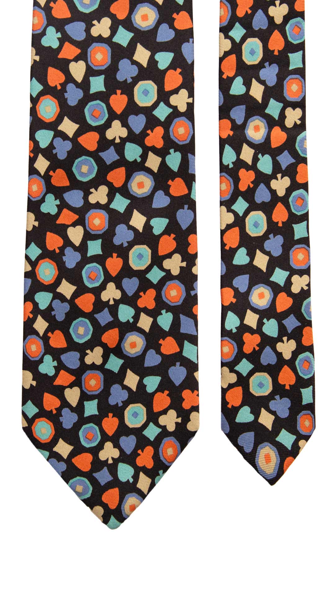 Cravatta Vintage in Twill di Seta Nera Fantasia Multicolor CV1168 Made in Italy Graffeo Cravatte Pala