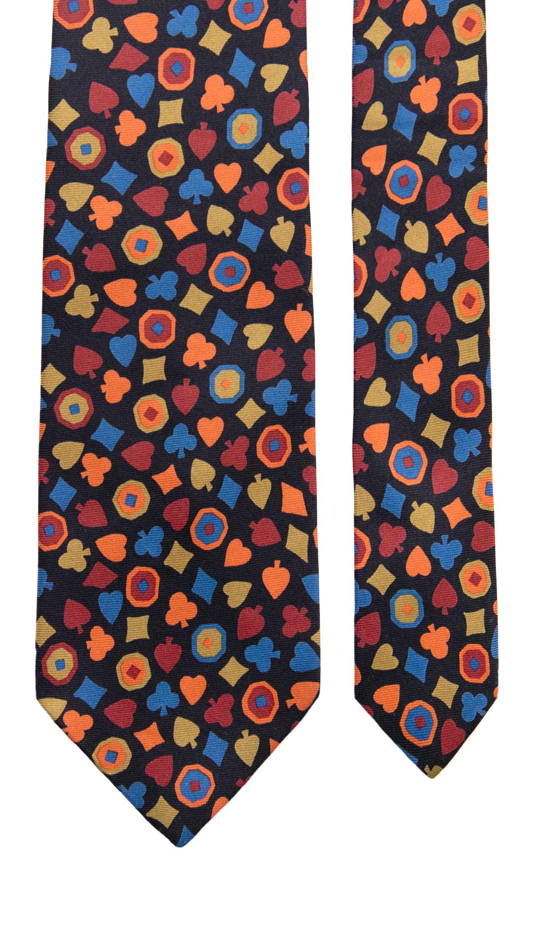 Cravatta Vintage in Twill di Seta Nera Fantasia Multicolor CV1171 Made in Italy Graffeo Cravatte Pala