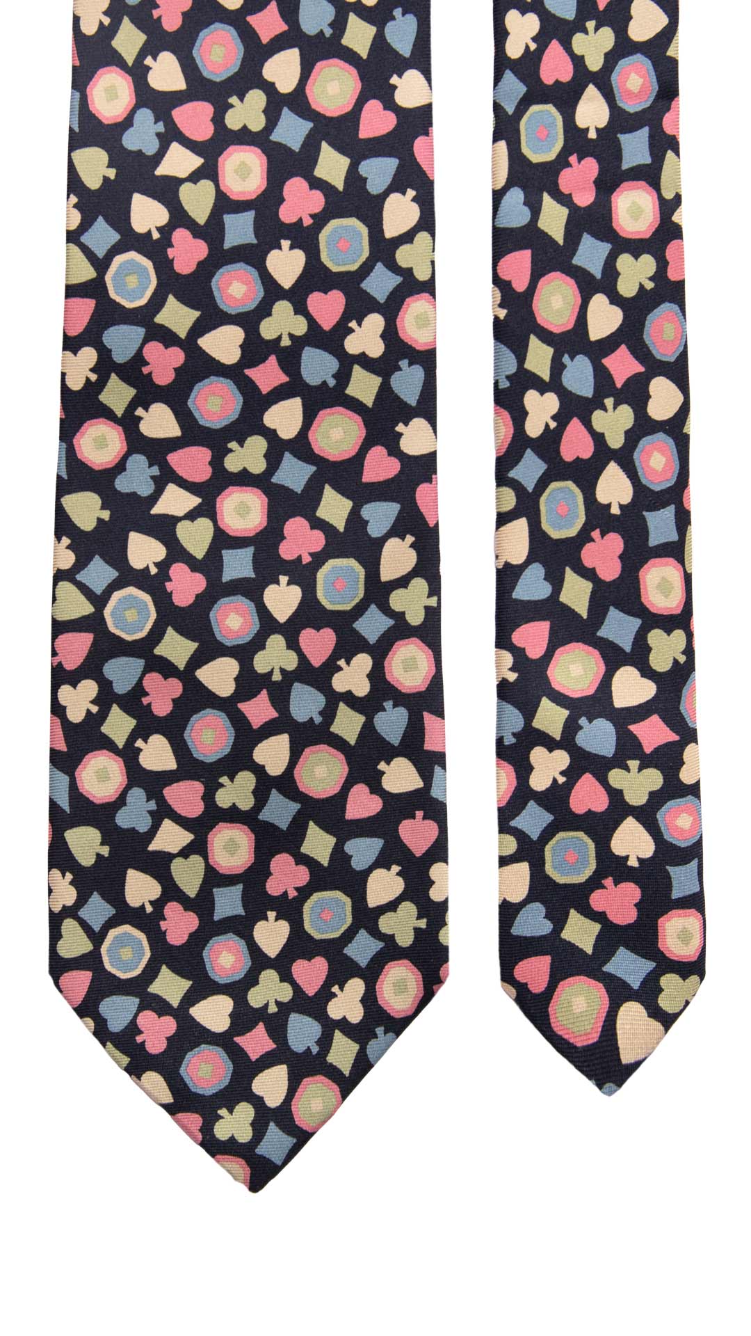 Cravatta Vintage in Twill di Seta Nera Fantasia Multicolor CV1172 Made in Italy Graffeo Cravatte Pala