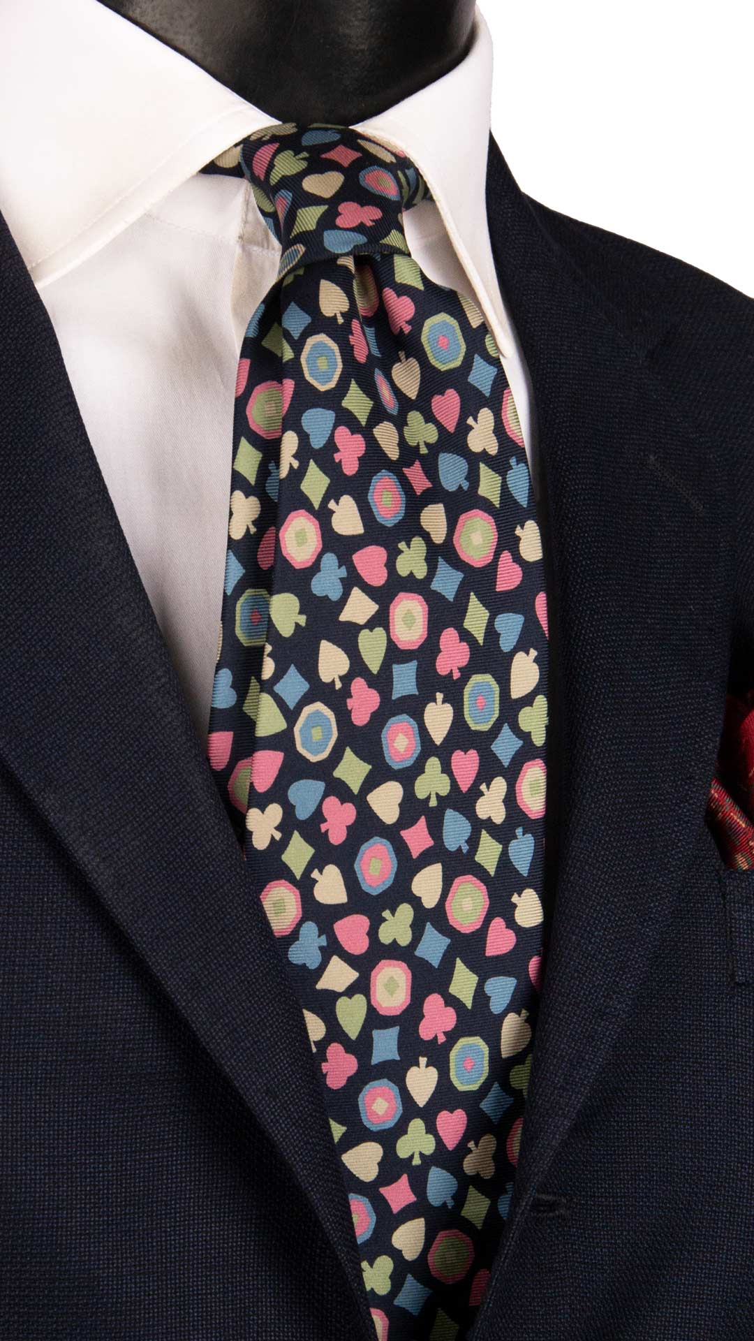 Cravatta Vintage in Twill di Seta Nera Fantasia Multicolor CV1172 Made in Italy Graffeo Cravatte
