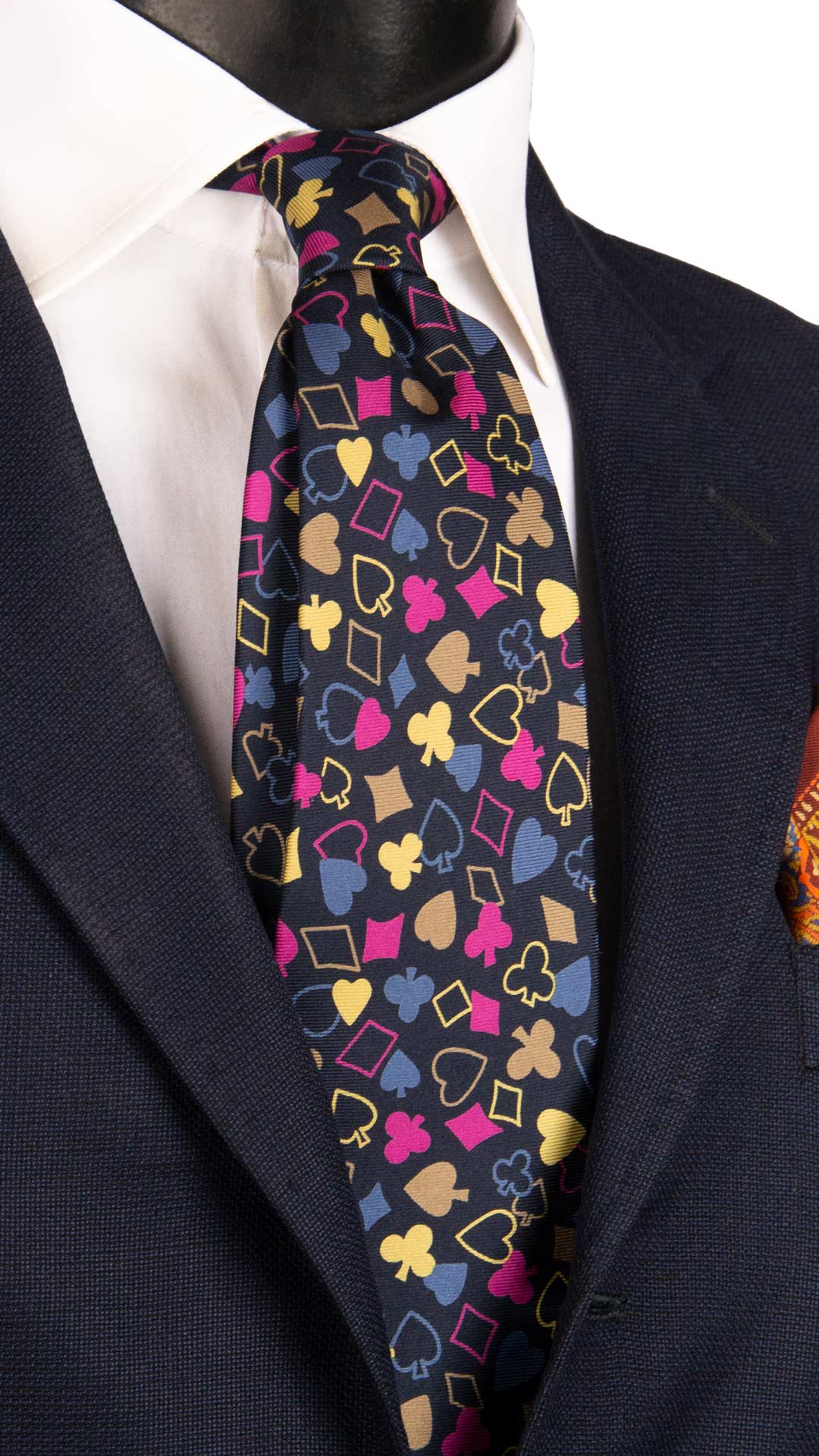 Cravatta Vintage in Twill di Seta Nera Fantasia Multicolor CV1175 Made in Italy Graffeo Cravatte