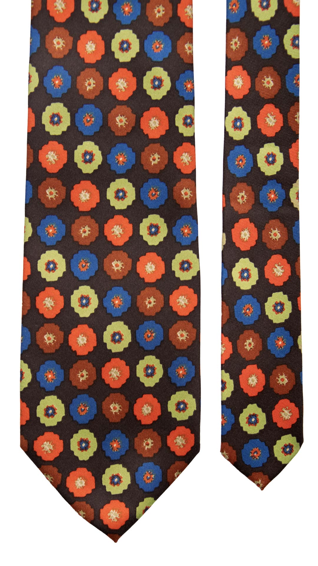 Cravatta Vintage in Twill di Seta Nera Fantasia Multicolor CV759 Pala