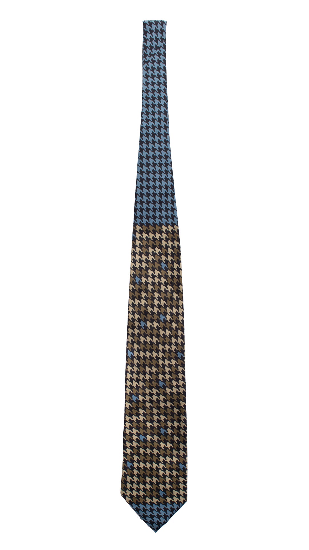 Cravatta Vintage in Twill di Seta Nera Pied de Poule Multicolor Nodo in Contrasto CV822 Intera