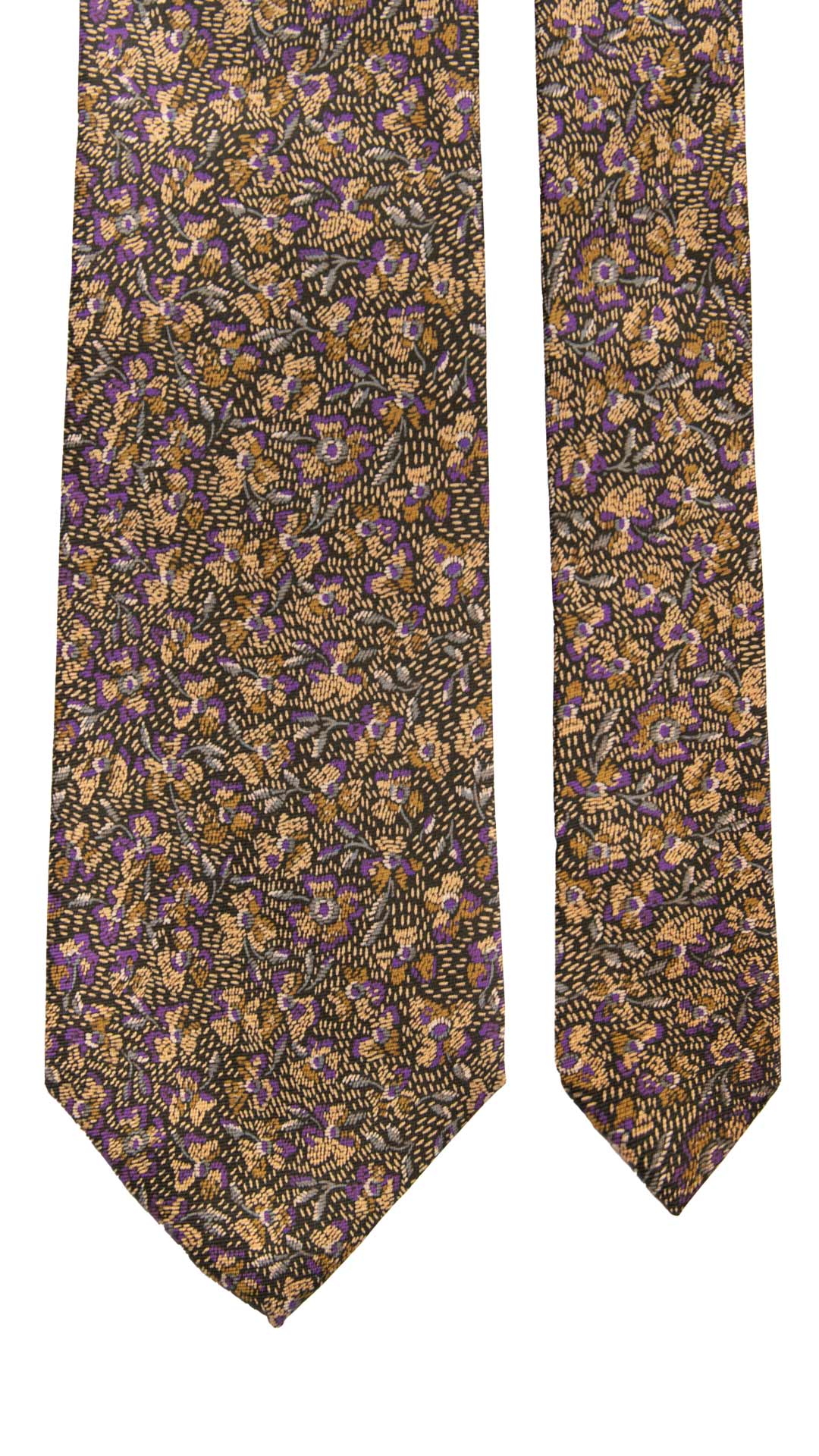 Cravatta Vintage in Twill di Seta Nera a Fiori Multicolor CV1107 Made in Italy Graffeo Cravatte Pala