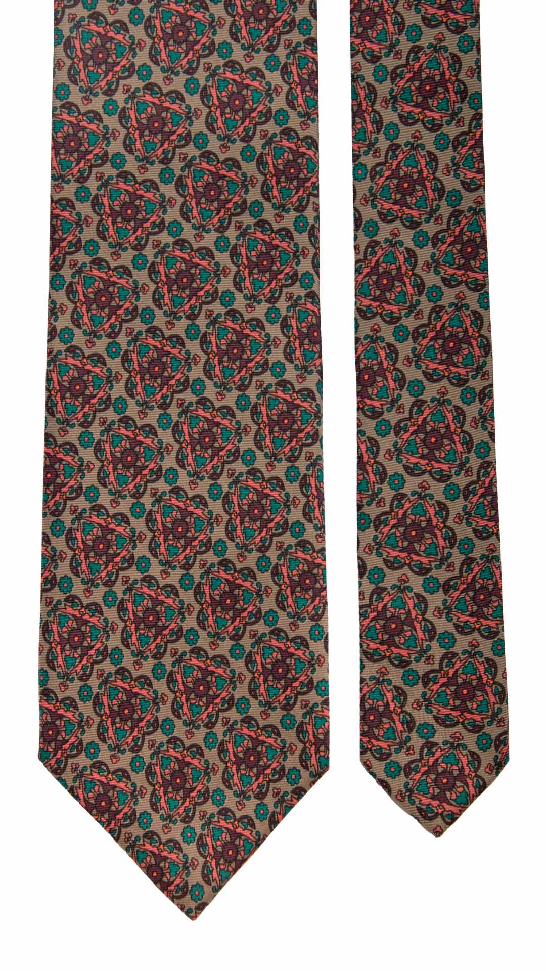 Cravatta Vintage in Twill di Seta Color Corda Fantasia Bordeaux Fucsia Verde CV869 Made in Italy Graffeo Cravatte Pala