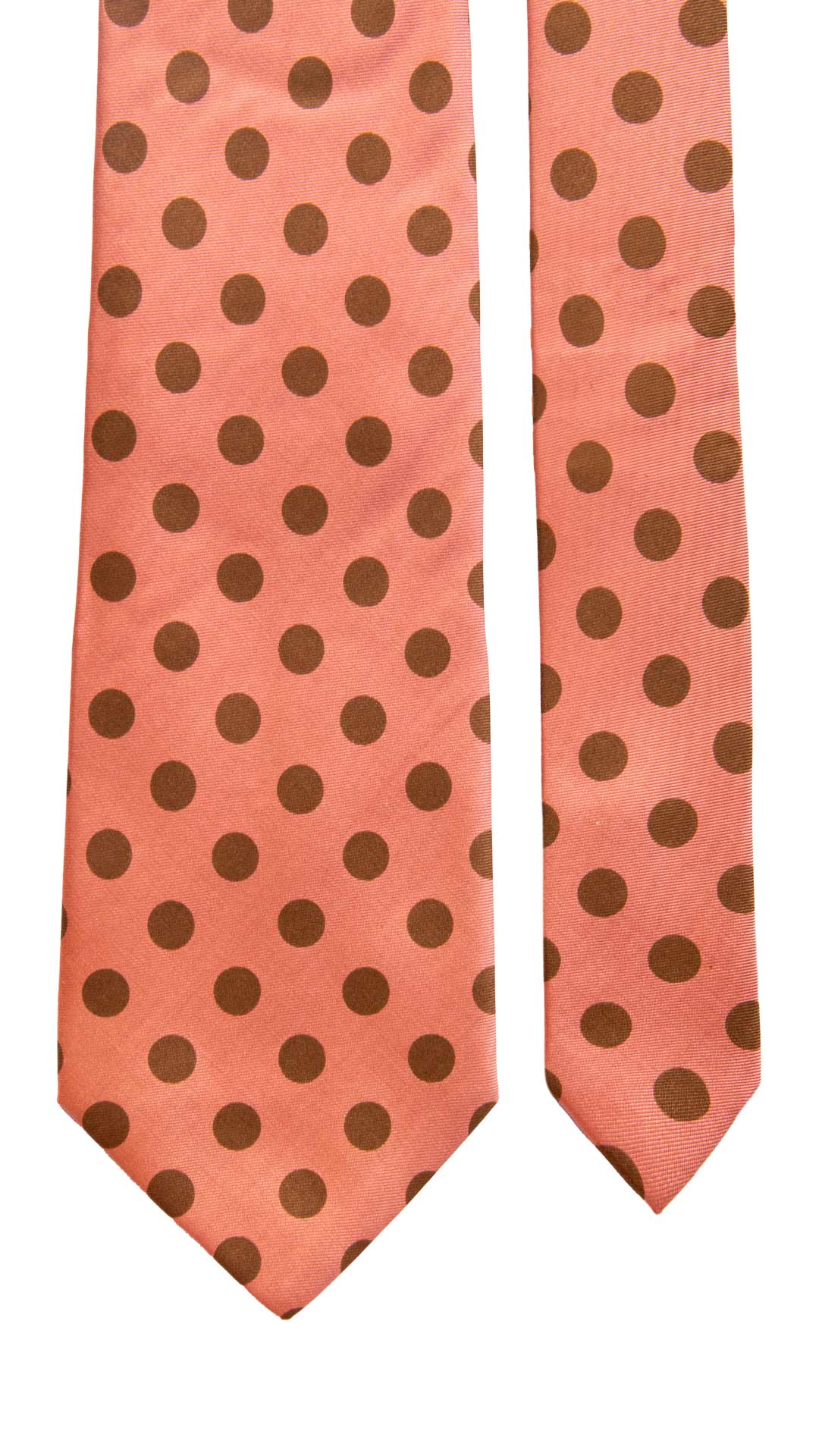 Cravatta Vintage in Twill di Seta Rosa a Pois Marroni CV1036 Made in Italy Graffeo Cravatte Pala