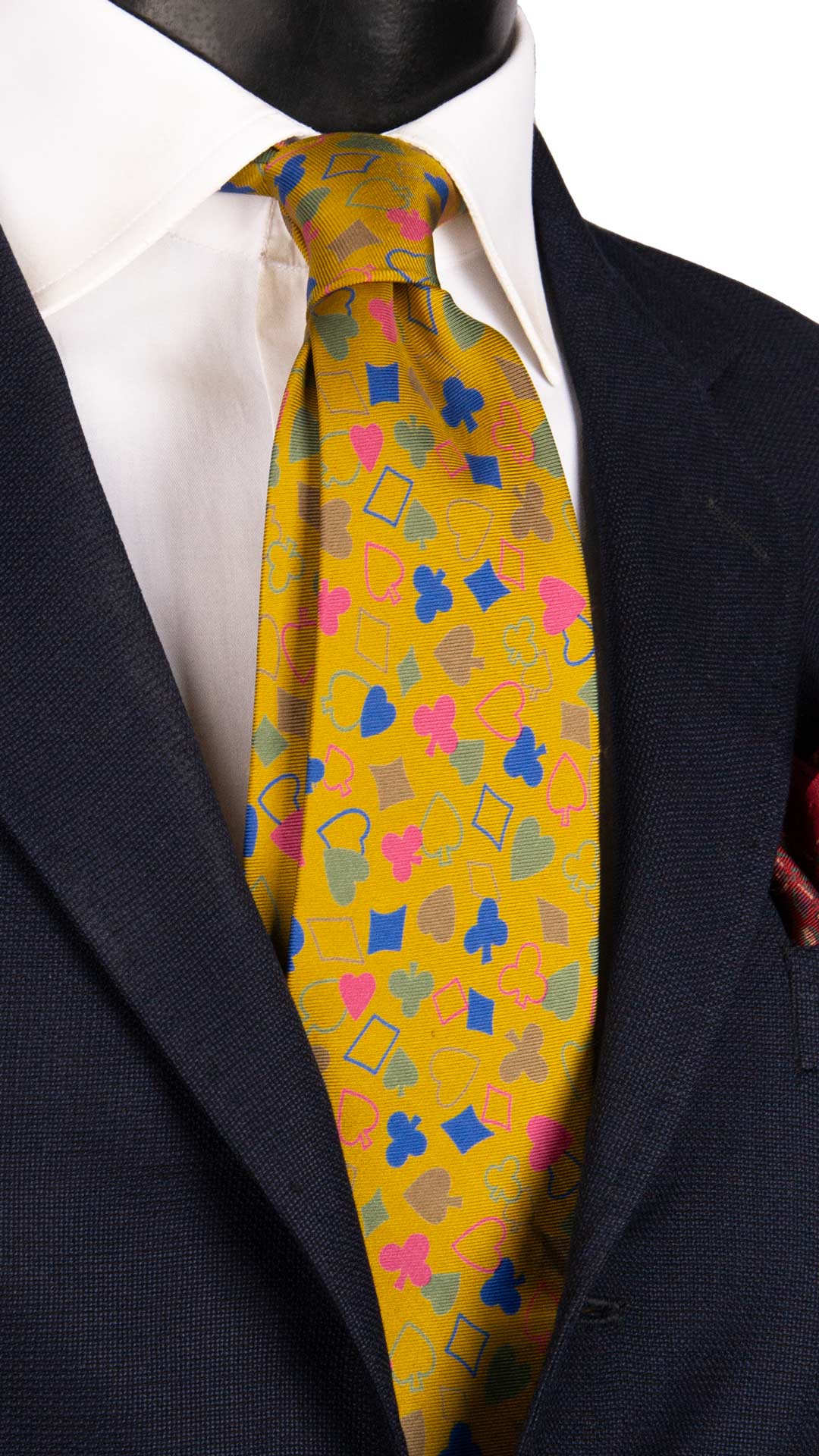 Cravatta Vintage in Twill di Seta Senape Fantasia Multicolor CV1169 Made in Italy  Graffeo Cravatte