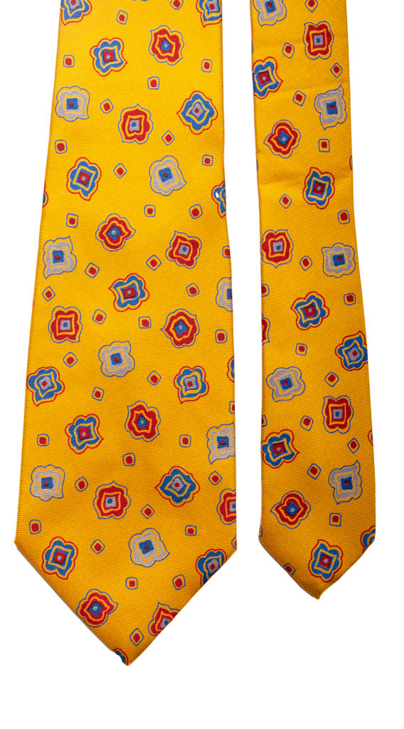 Cravatta Vintage in Twill di Seta Senape Fantasia Multicolor Made in Italy Graffeo Cravatte Pala