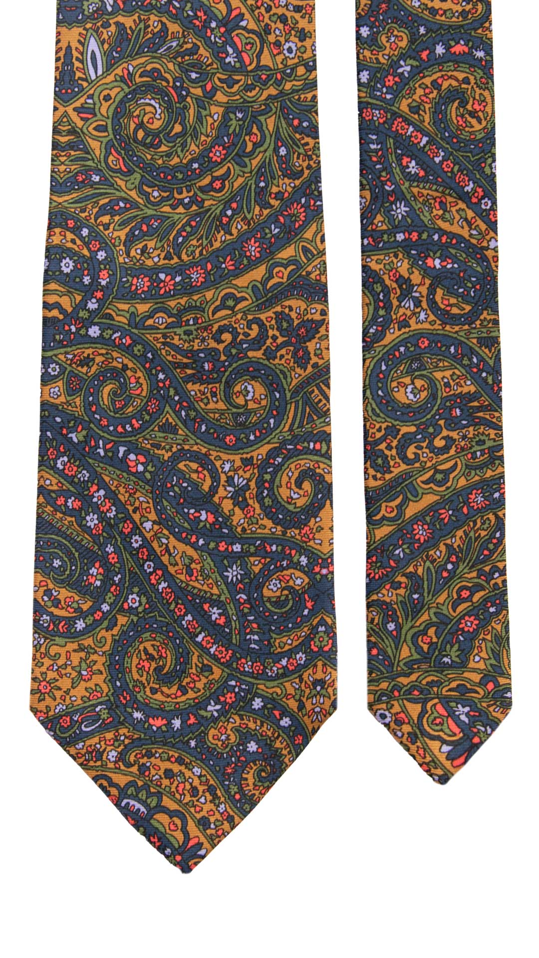 Cravatta Vintage in Twill di Seta Senape Paisley Multicolor CV1105 Made in Italy Graffeo Cravatte Pala