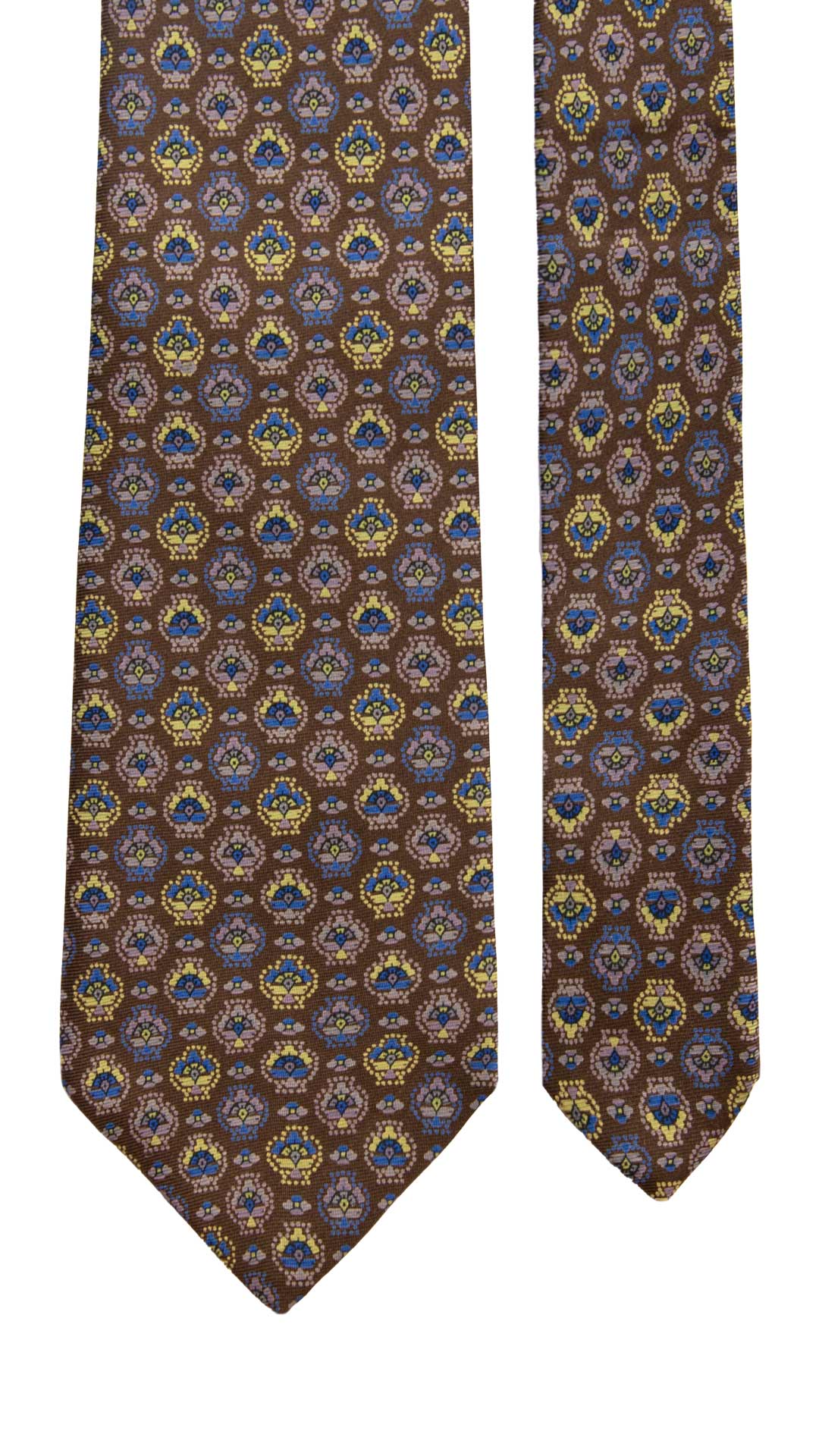 Cravatta Vintage in Twill di Seta Tortora Fantasia Multicolor CV1050 Made in Italy Graffeo Cravatte Pala