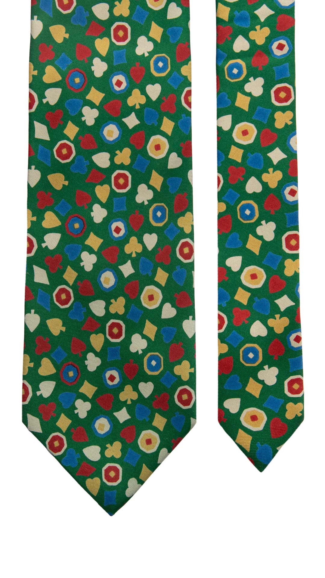 Cravatta Vintage in Twill di Seta Verde Fantasia Multicolor CV1170 Made in Italy Graffeo Cravatte Pala