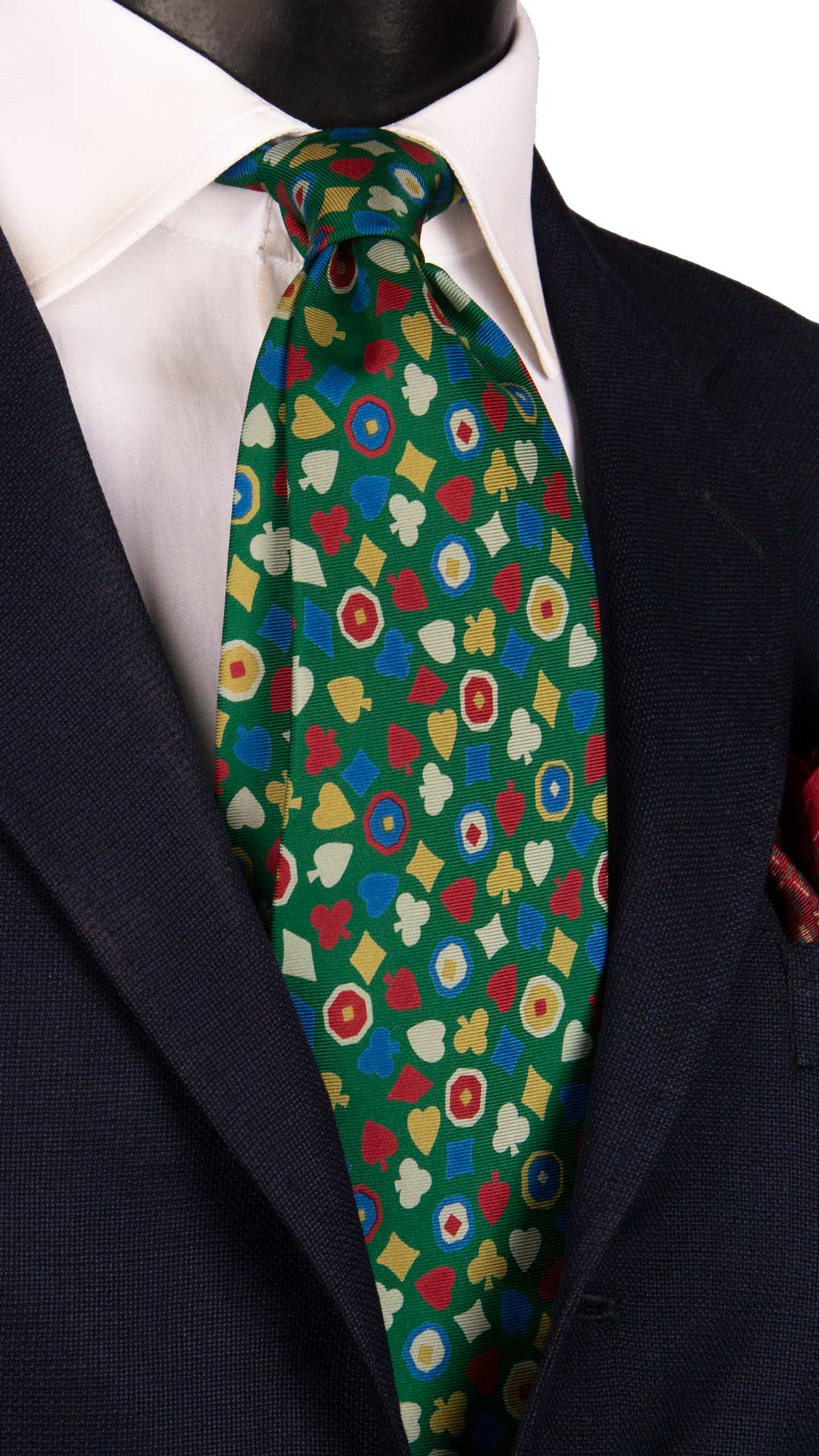 Cravatta Vintage in Twill di Seta Verde Fantasia Multicolor CV1170 Made in Italy Graffeo Cravatte