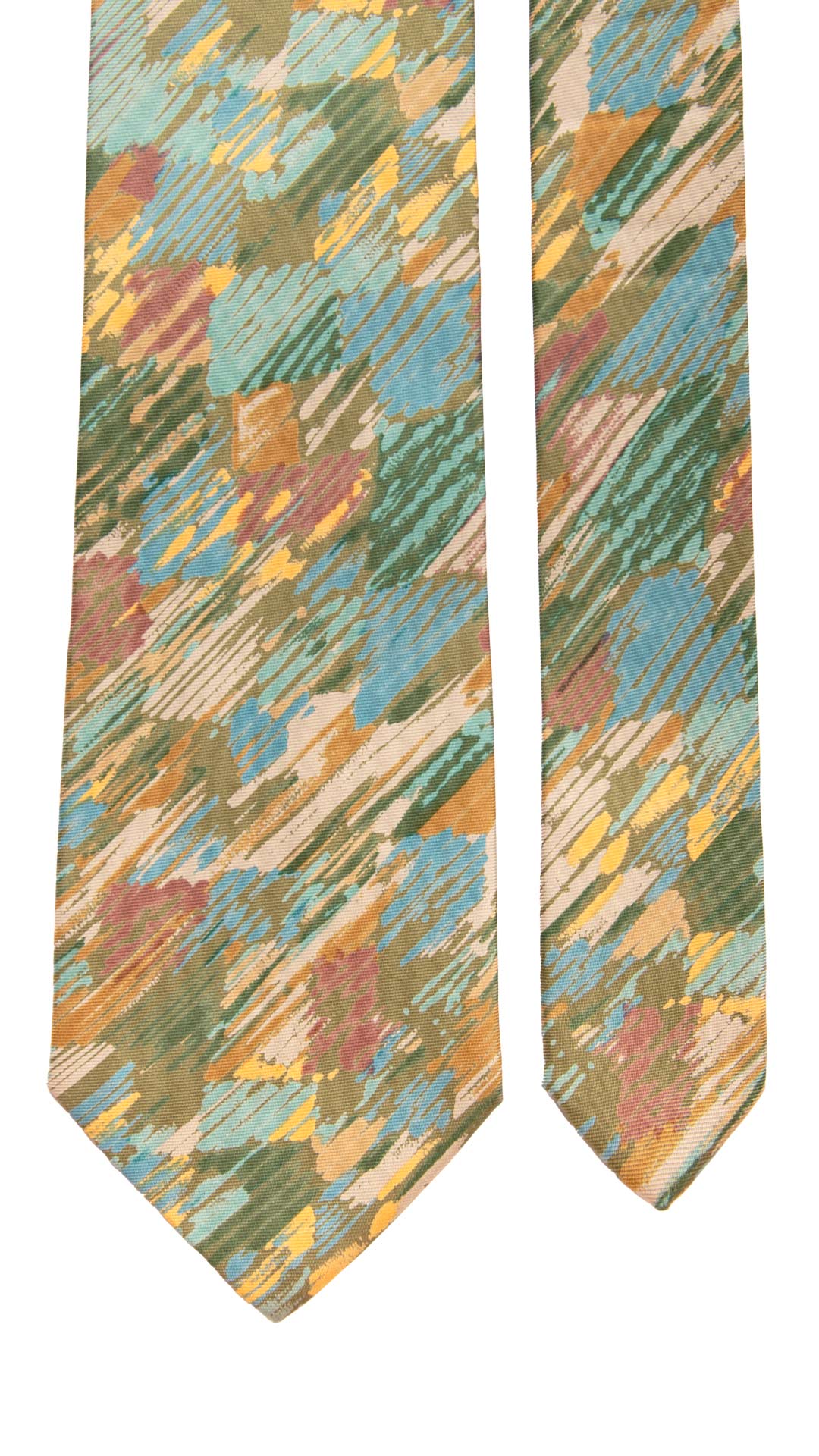 Cravatta Vintage in Twill di Seta Verde Fantasia Multicolor CV876 Graffeo Cravatte Made in Italy Pala