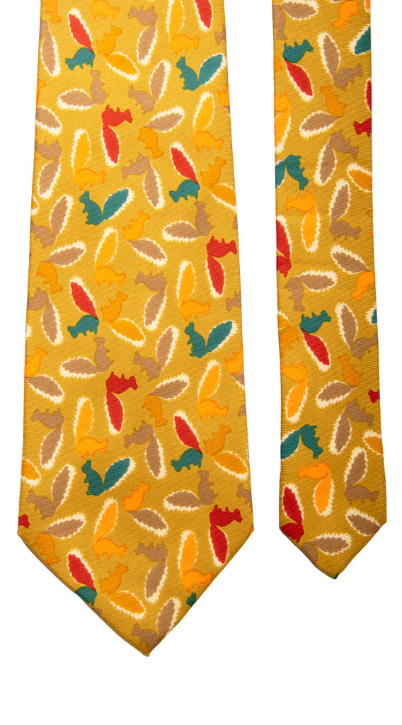 Cravatta Vintage in Twill di Seta Verde Oliva Con Animali Made in Italy Graffeo Cravatte Pala