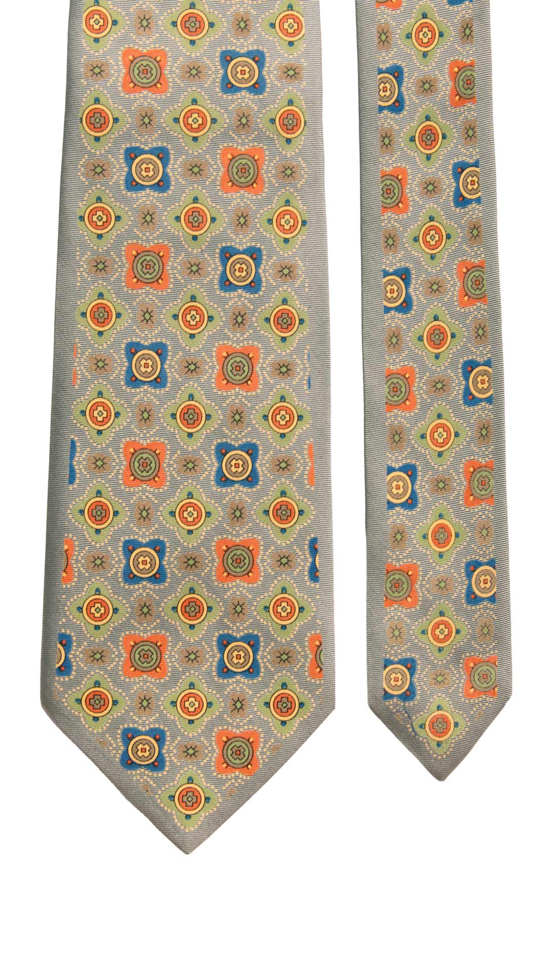 Cravatta Vintage in Twill di Seta Verde Salvia Fantasia Multicolor CV1017 Made in Italy Graffeo Cravatte Pala