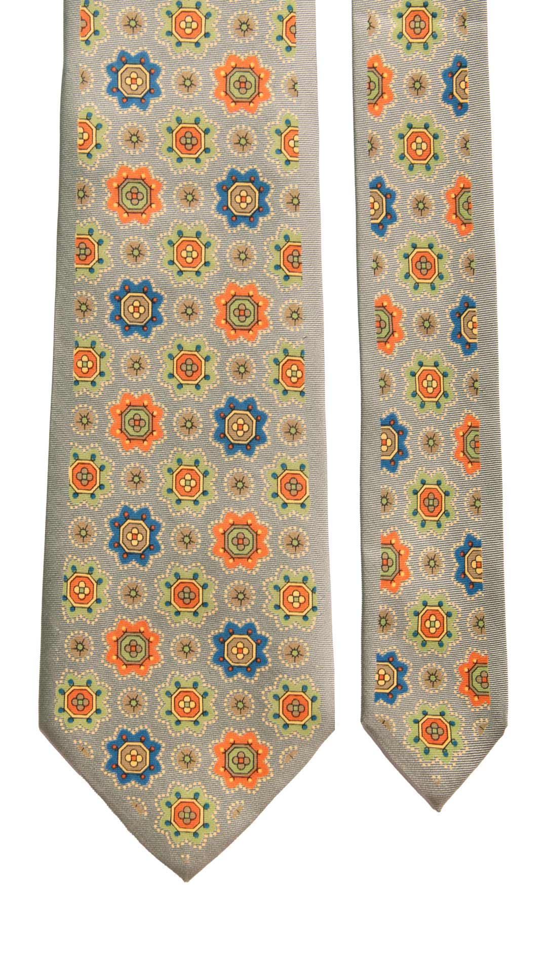 Cravatta Vintage in Twill di Seta Verde Salvia Fantasia Multicolor CV1022 Made in Italy Graffeo Cravatte Pala