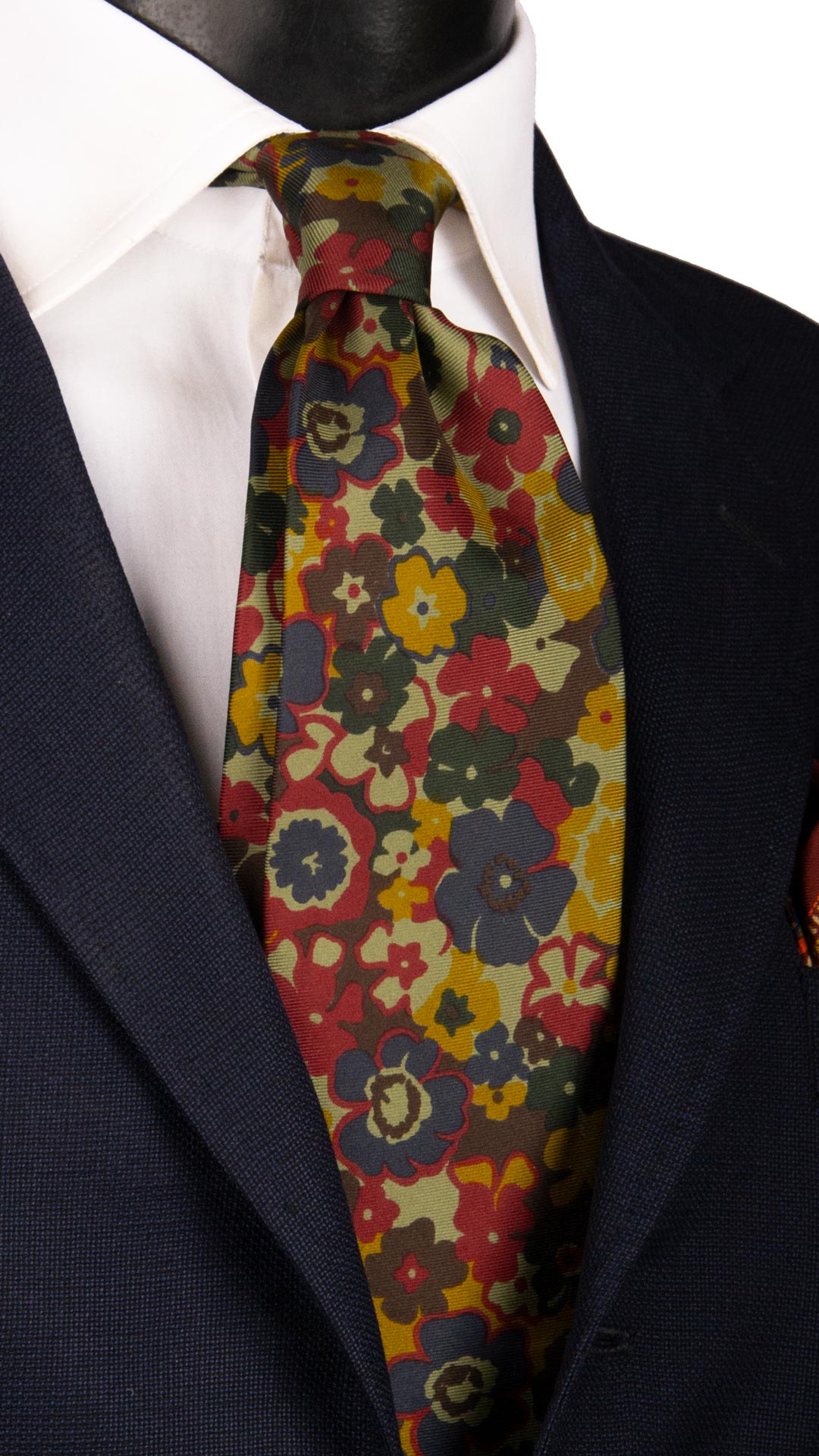 Cravatta Vintage in Twill di Seta a Fiori Multicolor CV1075 Made in Italy Graffeo Cravatte