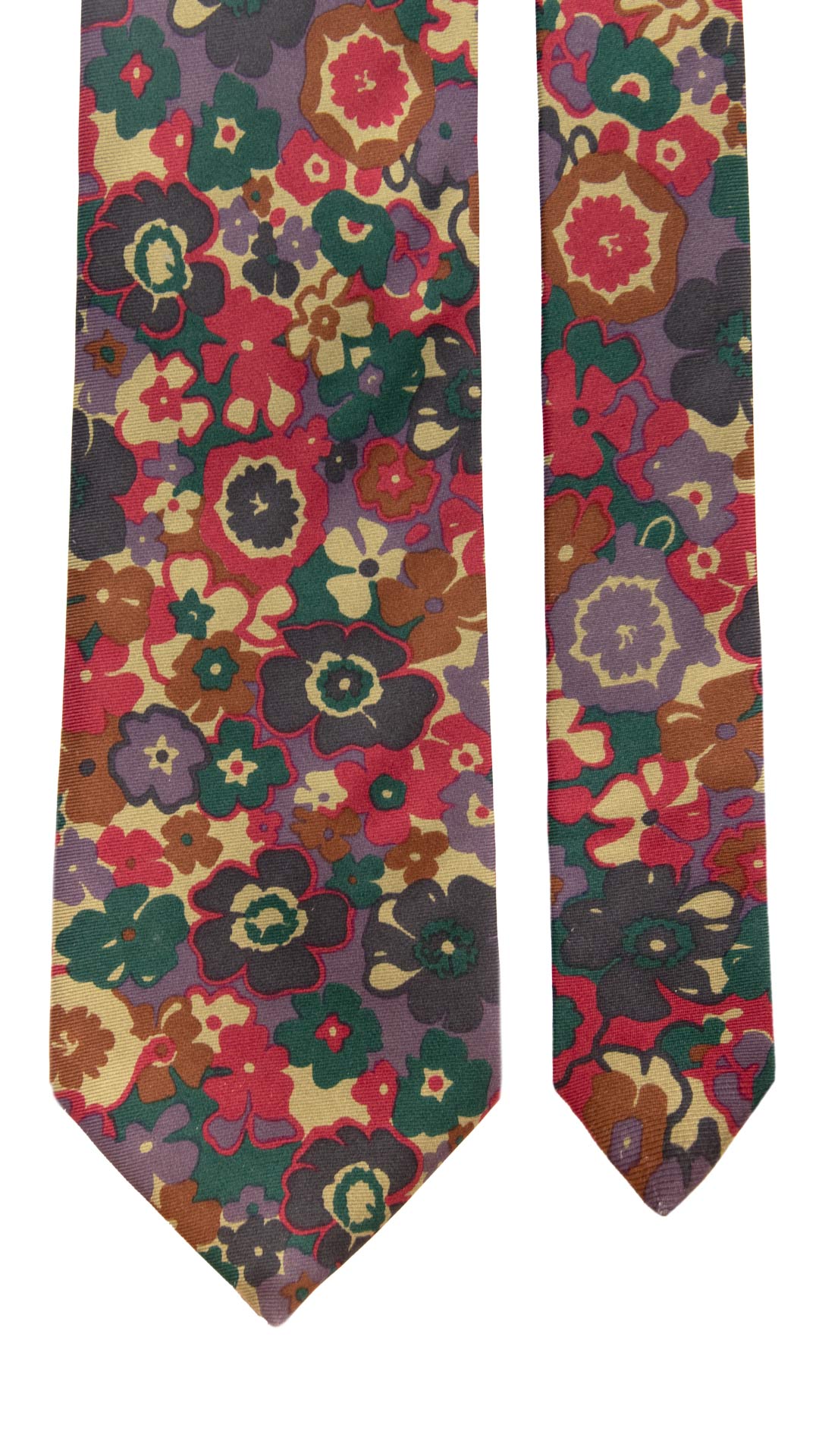 Cravatta Vintage in Twill di Seta a Fiori Multicolor CV1076 Made in Italy Graffeo Cravatte Pala