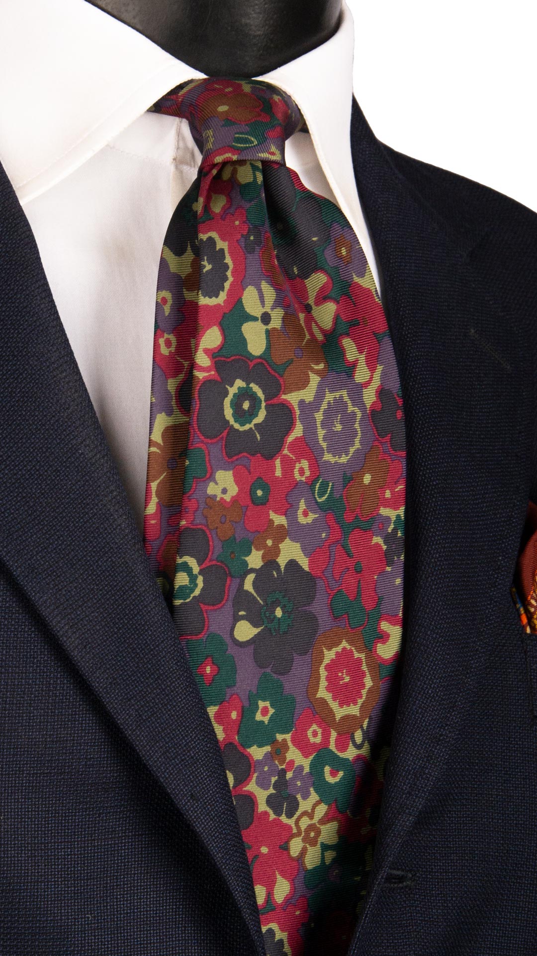 Cravatta Vintage in Twill di Seta a Fiori Multicolor CV1076 Made in Italy Graffeo Cravatte 