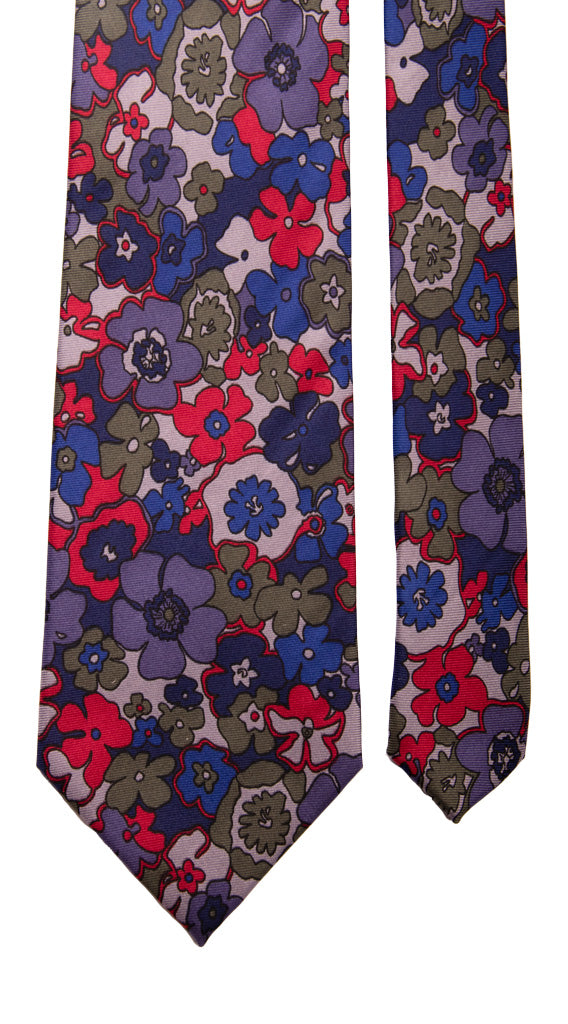 Cravatta Vintage in Twill di Seta a Fiori Multicolor Made in Italy Graffeo Cravatte Pala