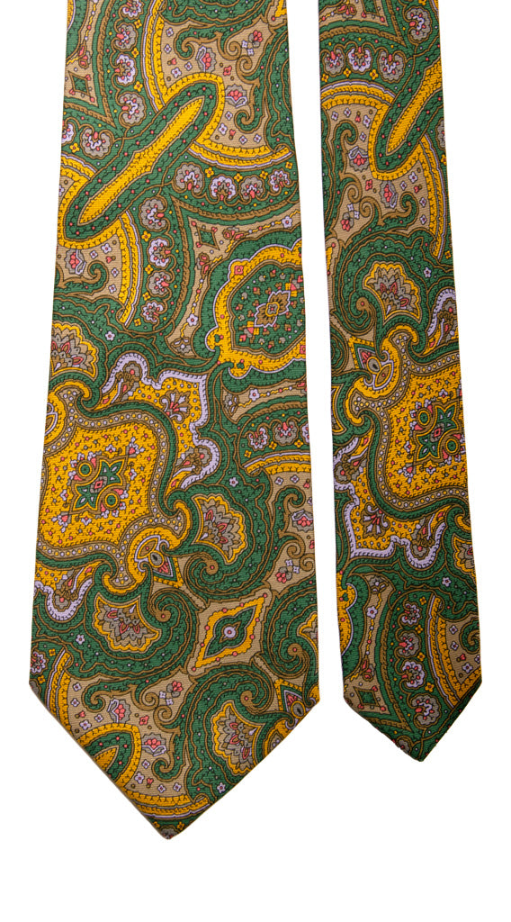 Cravatta Vintage in Twill di Verde Paisley Multicolor Made in Italy Graffeo Cravatte Pala