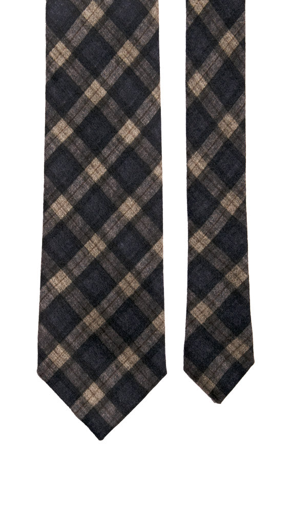 Cravatta a Quadri di Lana Blu Beige Marrone Made in Italy Graffeo Cravatte Pala