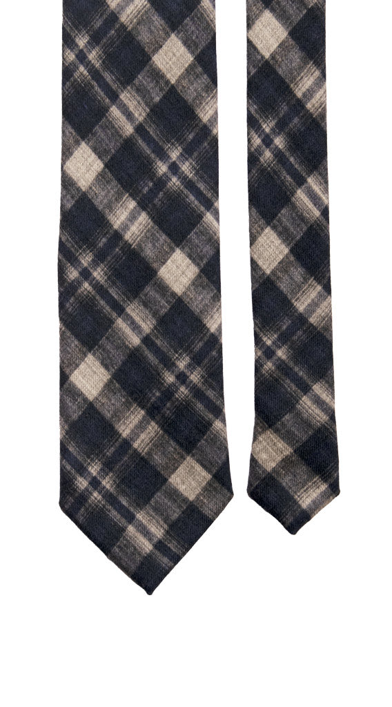 Cravatta a Quadri di Lana Blu Grigia Made in Italy Graffeo Cravatte Pala