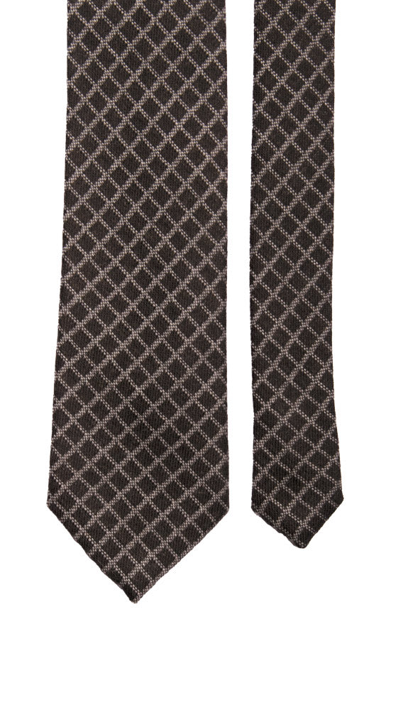 Cravatta a Quadri di Lana Nera Marrone Grigio Made in italy Graffeo Cravatte Pala