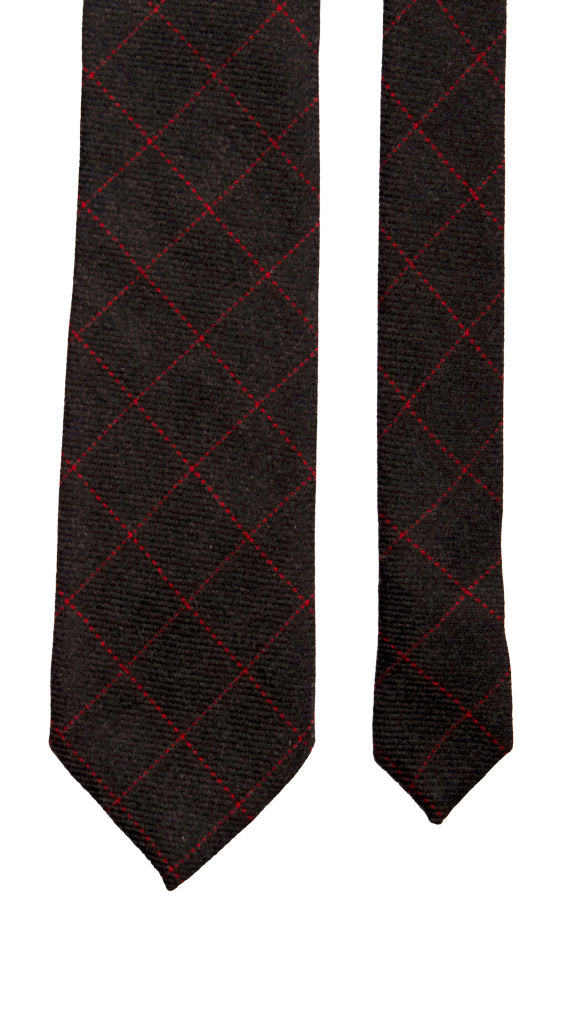 Cravatta a Quadri di Lana Nera Rossa Made in Italy Graffeo Cravatte Pala