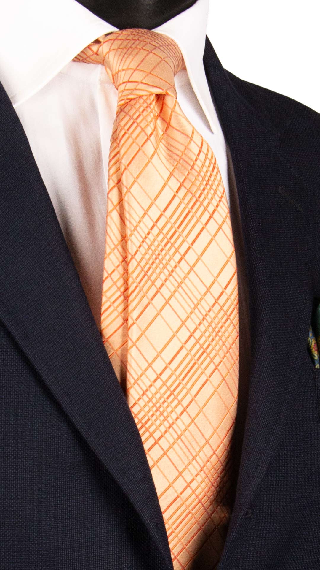 Cravatta a Quadri di Seta Arancione 7190 Graffeo Cravatte Made in Italy
