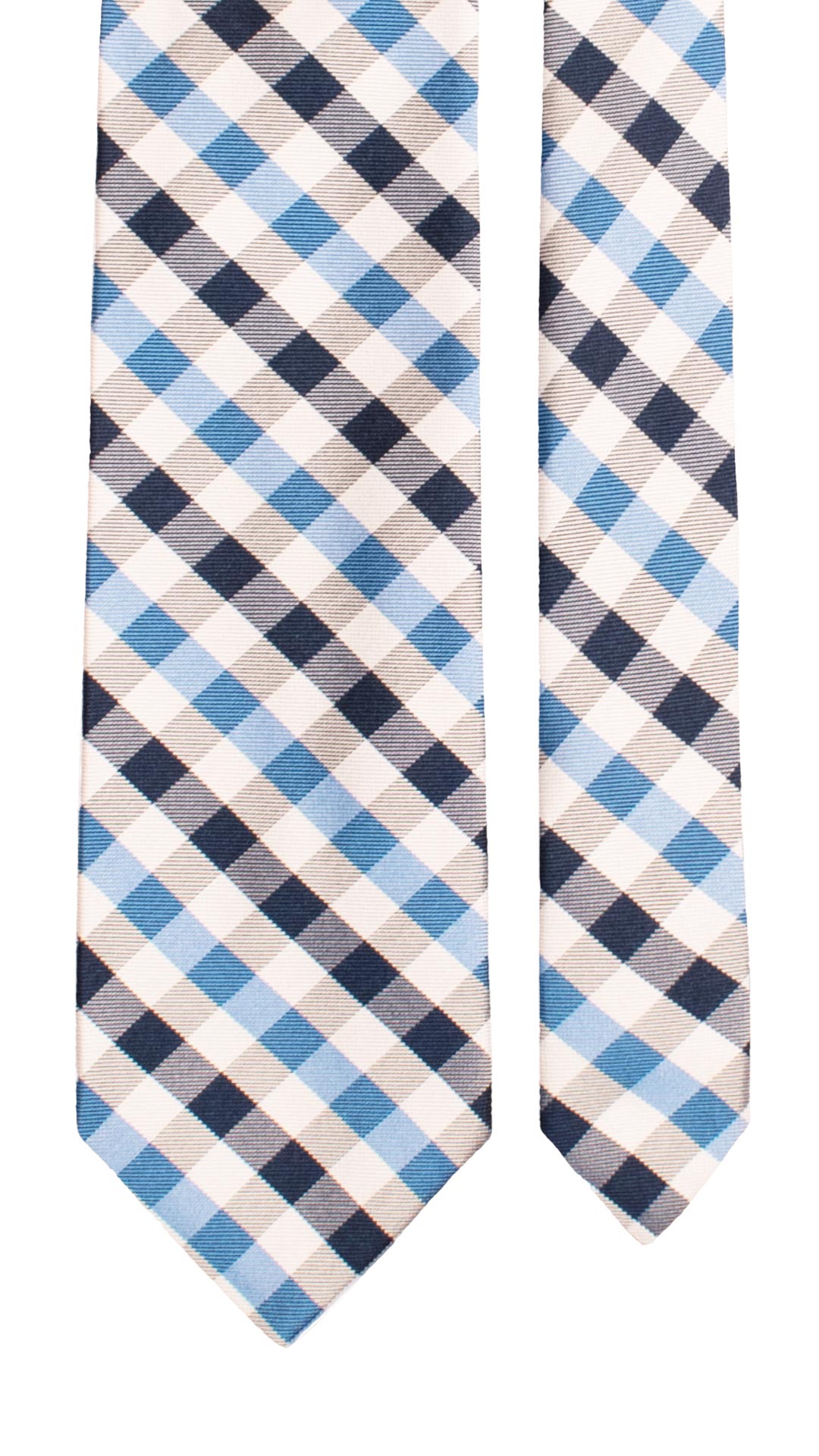 Cravatta a Quadri di Seta Azzurri Blu 7681 Made in Italy Graffeo Cravatte Pala