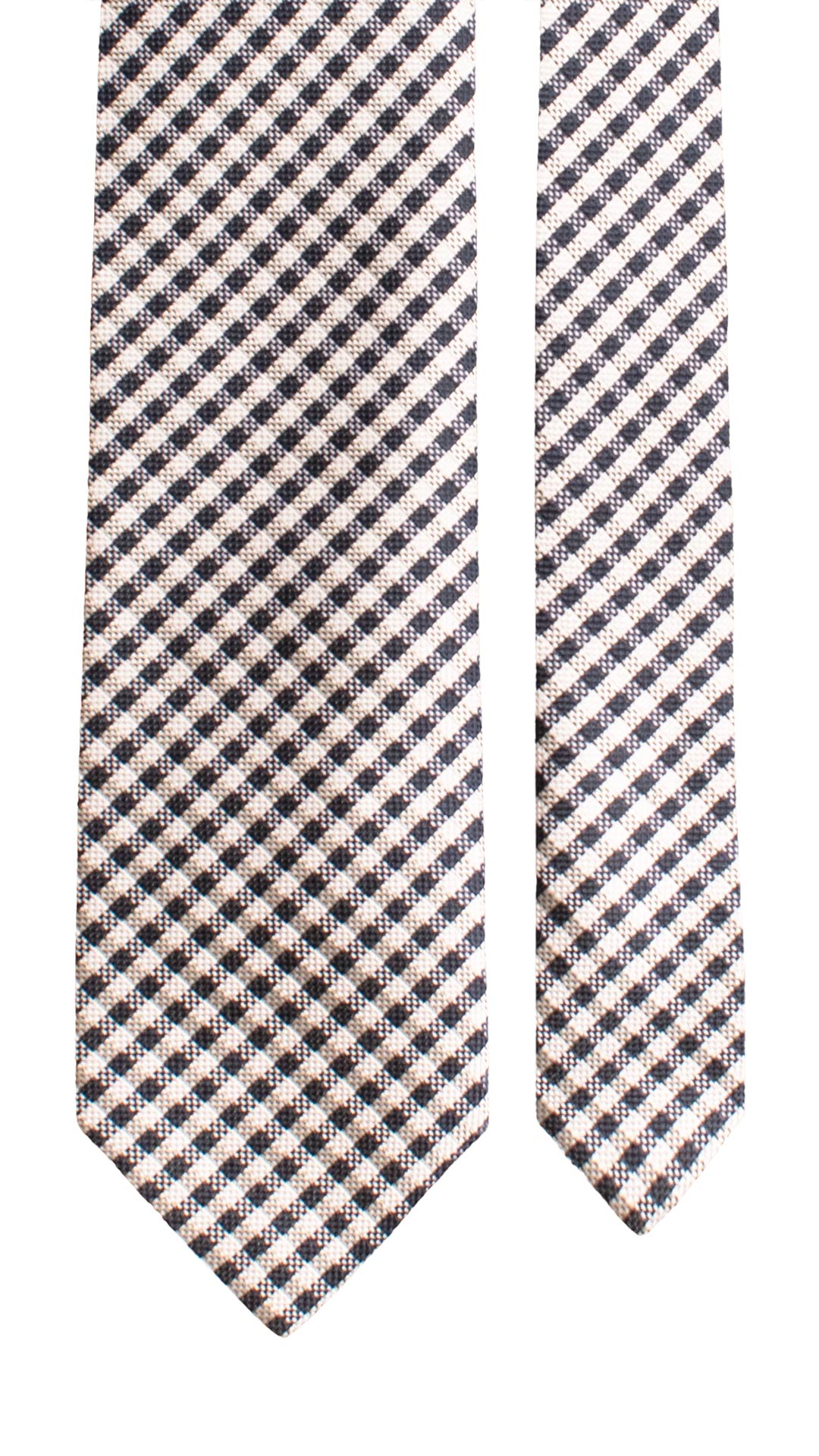 Cravatta a Quadri di Seta Blu Bianco Sporco 1833 Graffeo Cravatte Made in Italy Pala